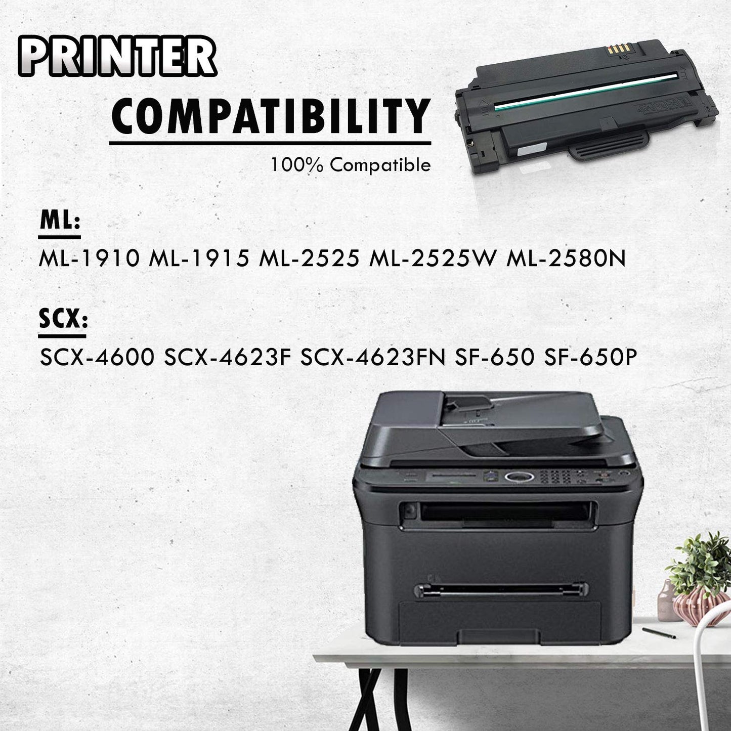 2 Inkfirst Compatible High Yield Toner Cartridges Compatible with Samsung MLT-D105L (MLTD105L) ML-1910 SCX-4600 SF-650 Black ML-1915 ML-2525 ML-2525W ML-2580N SCX-4623F SCX-4623FN SF-650 SF-650P