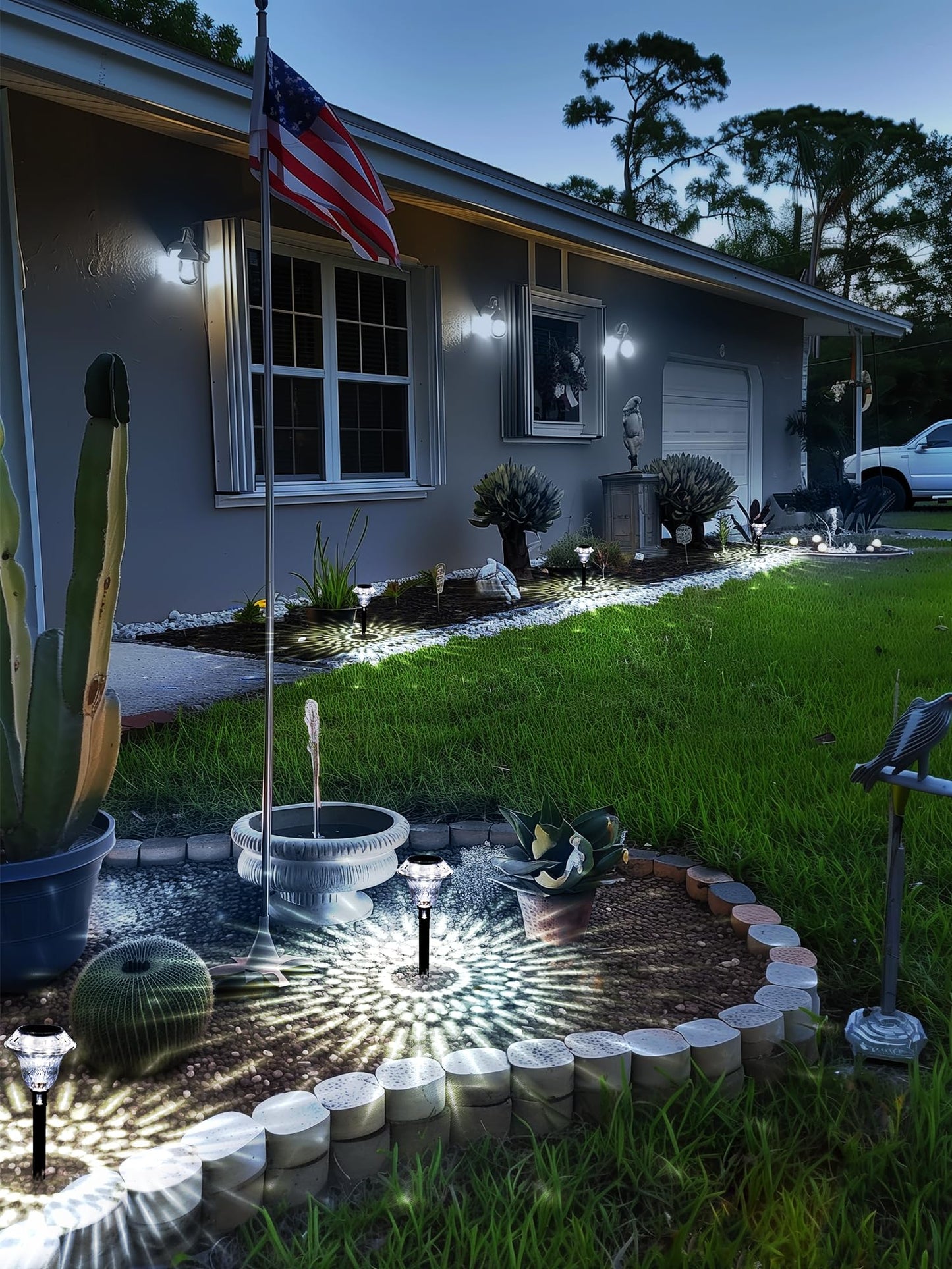 SOLPEX Solar Lights Outdoor, Pathway Garden Decor Lights, Solar Powered Waterproof Decoration for Patio Front Porch Yard Outside Landscape Lighting(6 Pack Cold White)