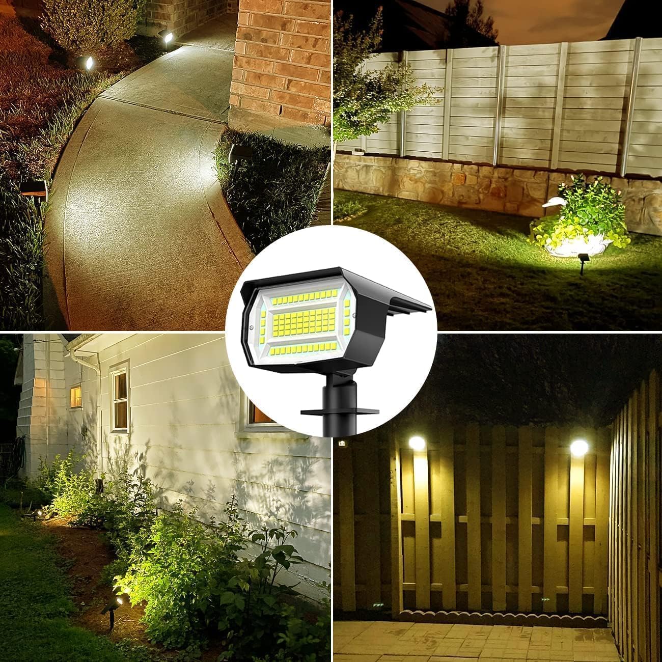 4 Pack Solar Spotlights Outdoor, 72 LED Solar Spot Lights Outdoor Waterproof, 3 Modes Solar Lights Outdoor Dusk-to-Dawn Solar Flood Lights for Garden Wall Yard Landscape Driveway Pathway, Warm White