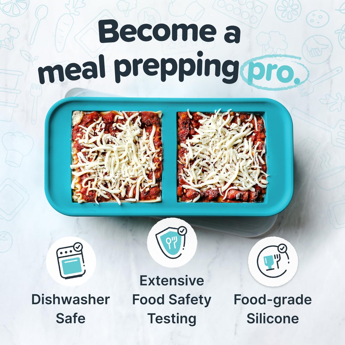 Souper Cubes 500mL/2 Cup Silicone Freezer Tray with Lid, Perfect for Storing Lasagna, Leftovers, Sauces, Portioned Meals and More, Silicone Freezer Mold for Meal Prepping - Aqua - 2-Pack