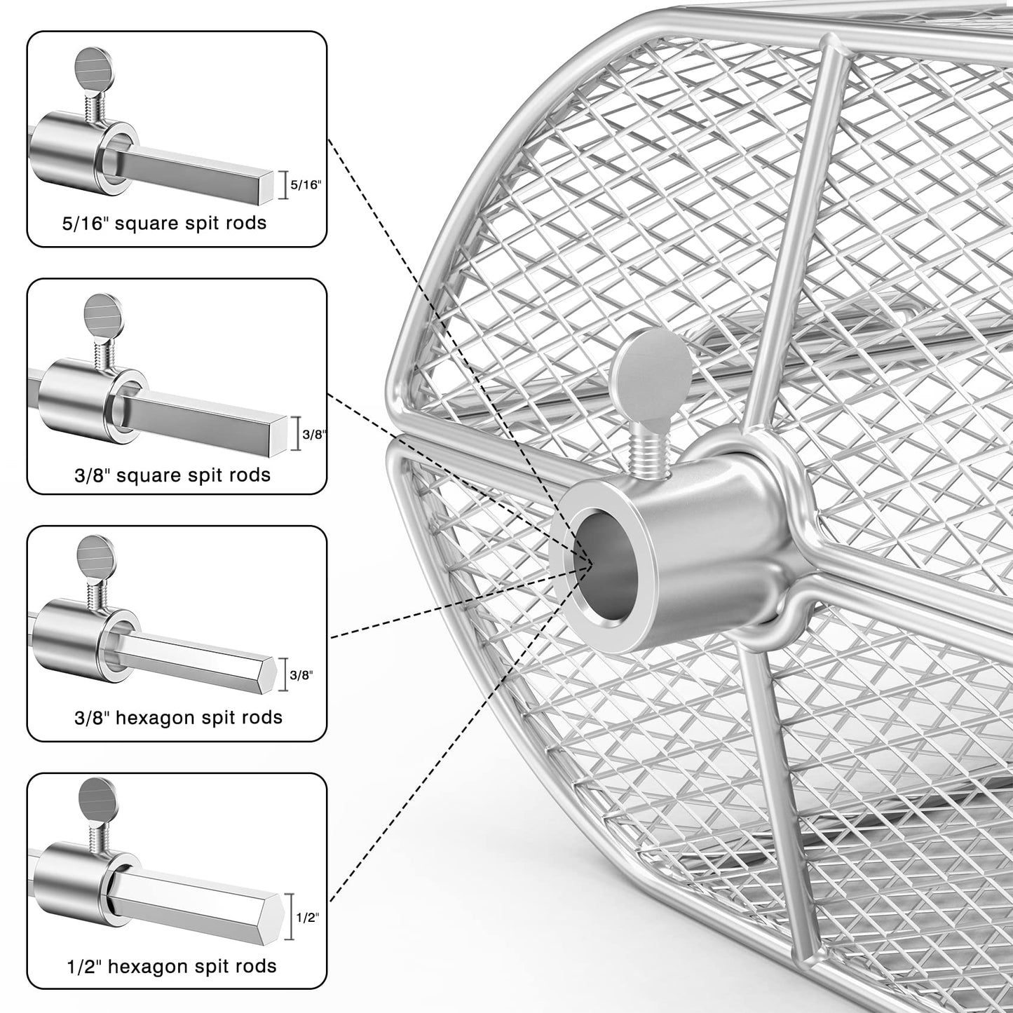 Onlyfire Universal Rotisserie Grill Peanut Beans French Fries Basket Fits for Any Gas Grill