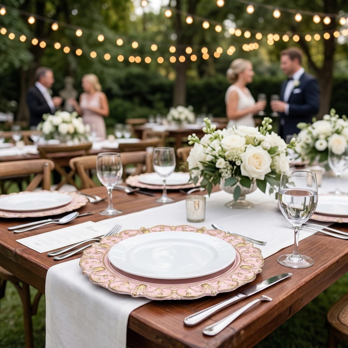 UOEKCS Pink Charger Plates, 13 Inch Plate Chargers for Dinner Plates. Set of 6 Plastic Embossed Charger for Dinner, Party, Wedding.