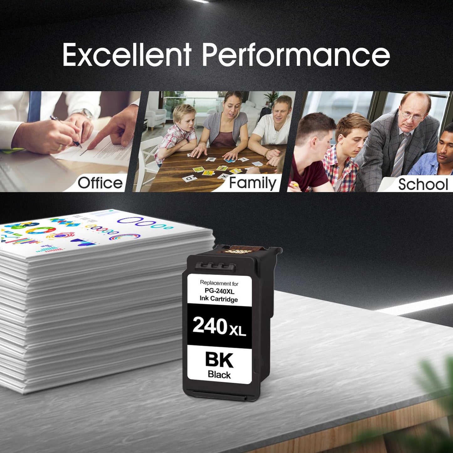 240XL Ink Cartridge Black Replacement for Canon PG-240XL 240 Ink Work for Canon PIXMA MG3620 MG3600 MG3120 TS5120 TS5100 MX392 Printer (1 Black)