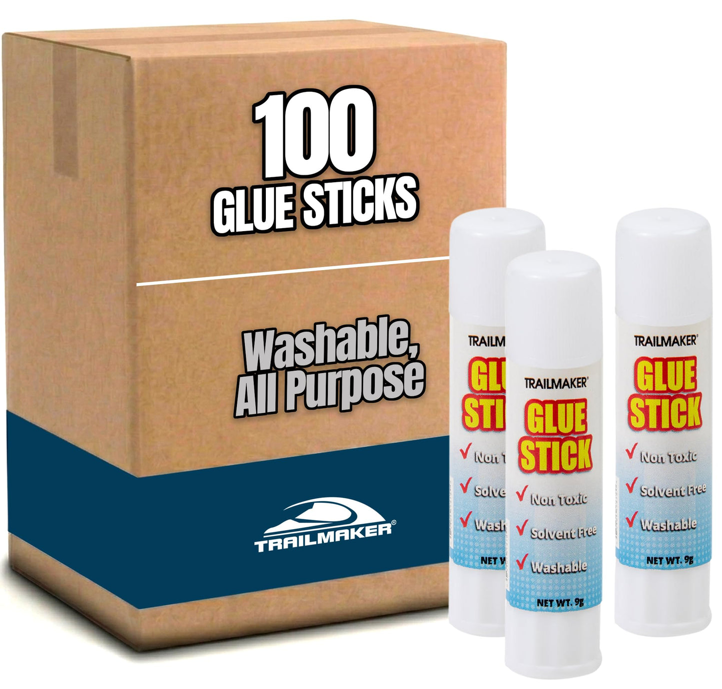 100 Pack Wholesale Glue Sticks Bulk for Classroom Pack for Kids, School, Crafts, Crafting, Scrapbooking - Washable, Dries Clear