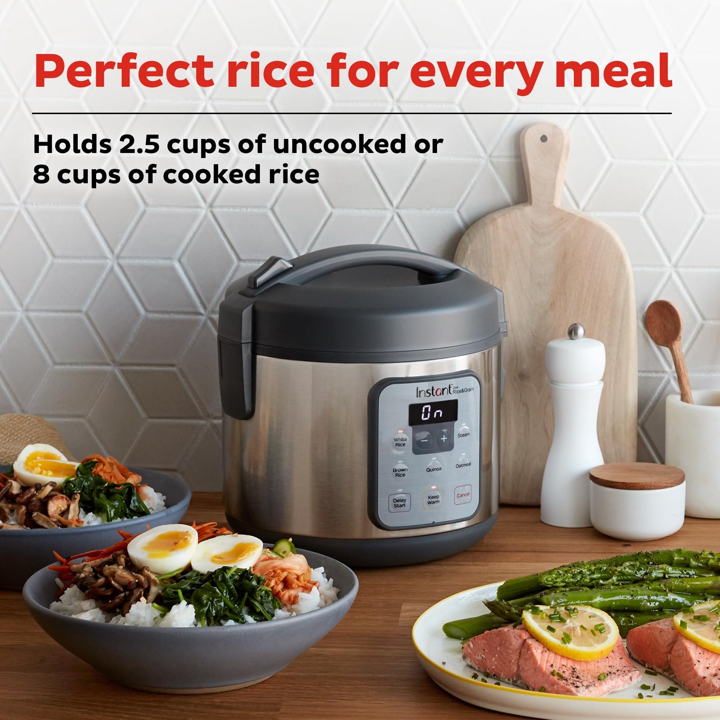 Instant Zest 8 Cup Rice Cooker, Steamer, Cooks Rice, Grains, Quinoa and Oatmeal, No Pressure Cooking Functionality