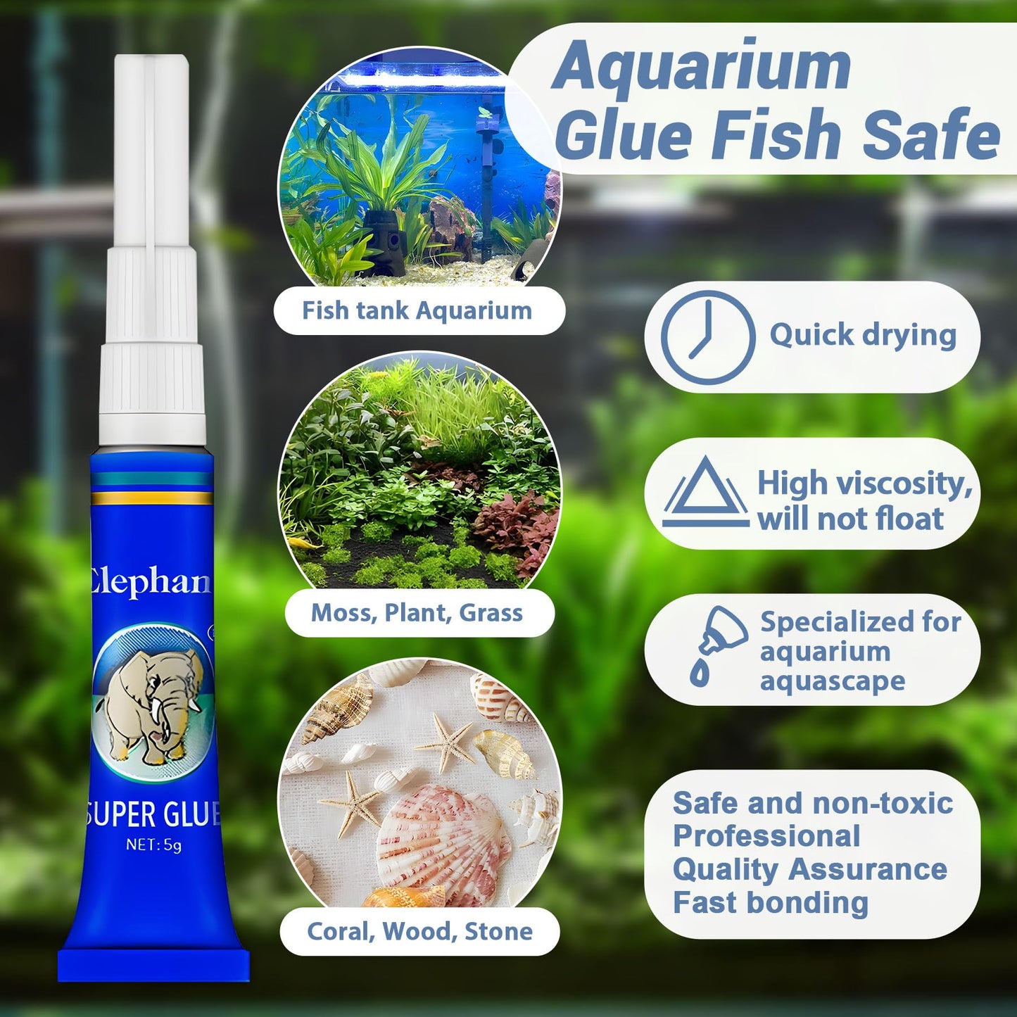 Aquarium Glue, 25Pcs Coral Glue, Aquarium Glue Fish Safety, Quick Drying, Reef Glue for Plants Moss Aquascaping, Water Plant, Moss, Coral, Stone, Wood (25)