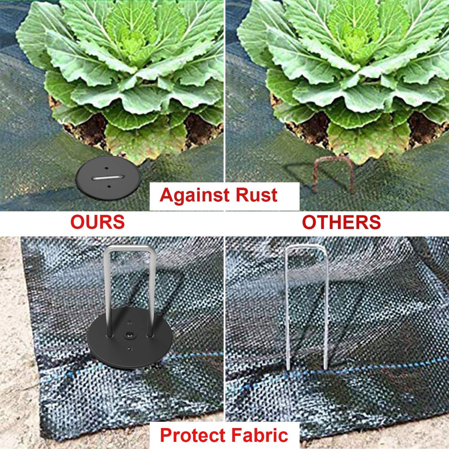 AAGUT 100 Pack Vapor Barrier Stake with and Plastic Caps, 6 Inch Garden Stakes Landscape Staples, for Poly Sheeting, Moisture Barrier, Weed Mat Fabric