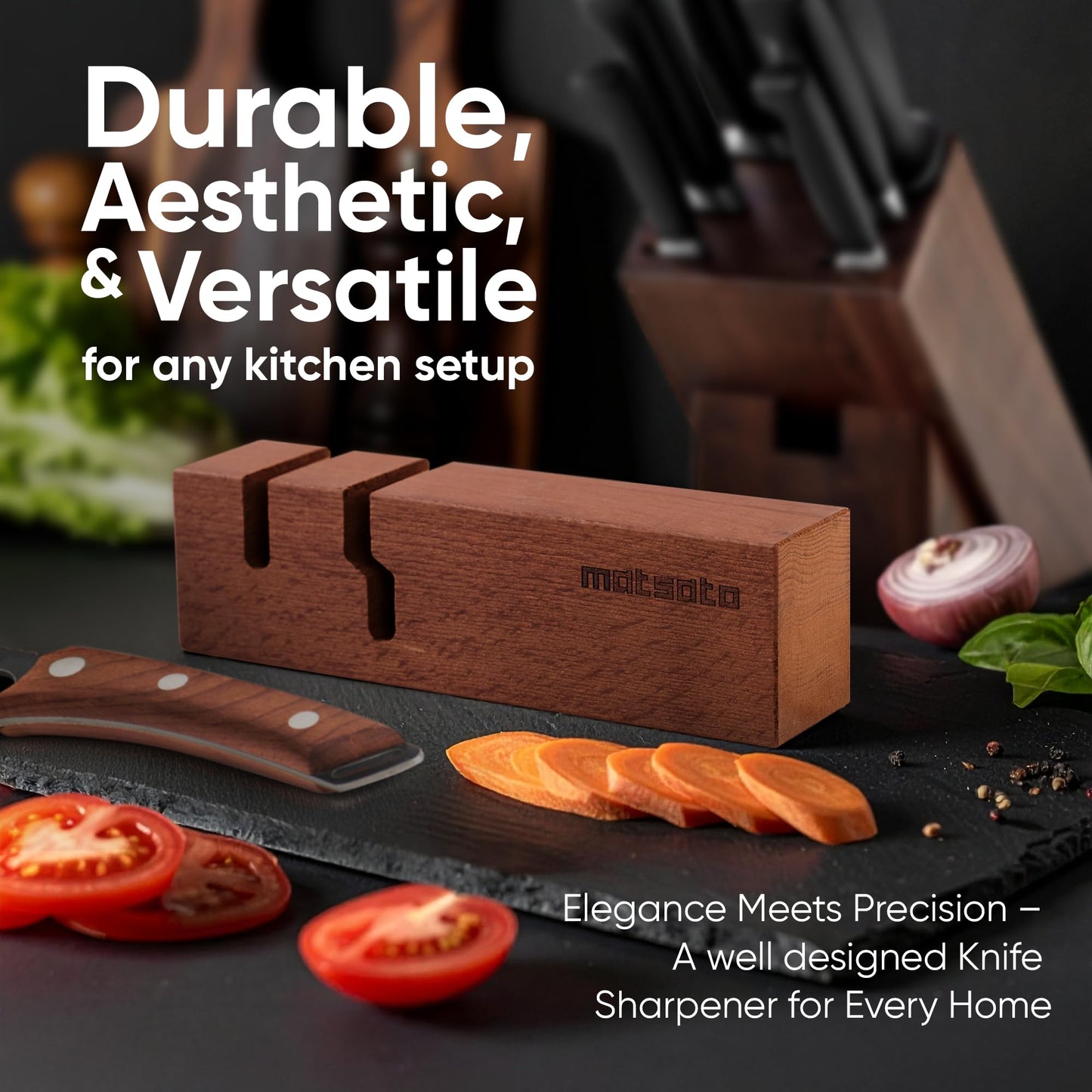 Matsato Knife Sharpener, Kitchen & Pocket Knife Blade Sharpener, Aiguiseur De Couteaux, Affuteur De Couteau, Chef & Kitchen Knives and Scissors Sharpening 7.09" x 1.97"