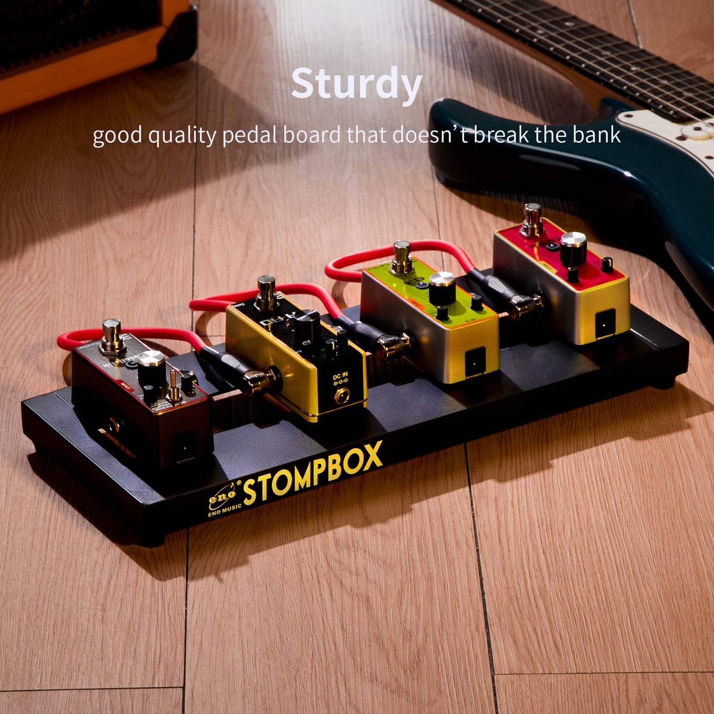 ENO MUSIC 14" Mini Pedal Board Guitar Effects Compact Small Pedalboard with Pedals Mountain Tape & Cable Tie