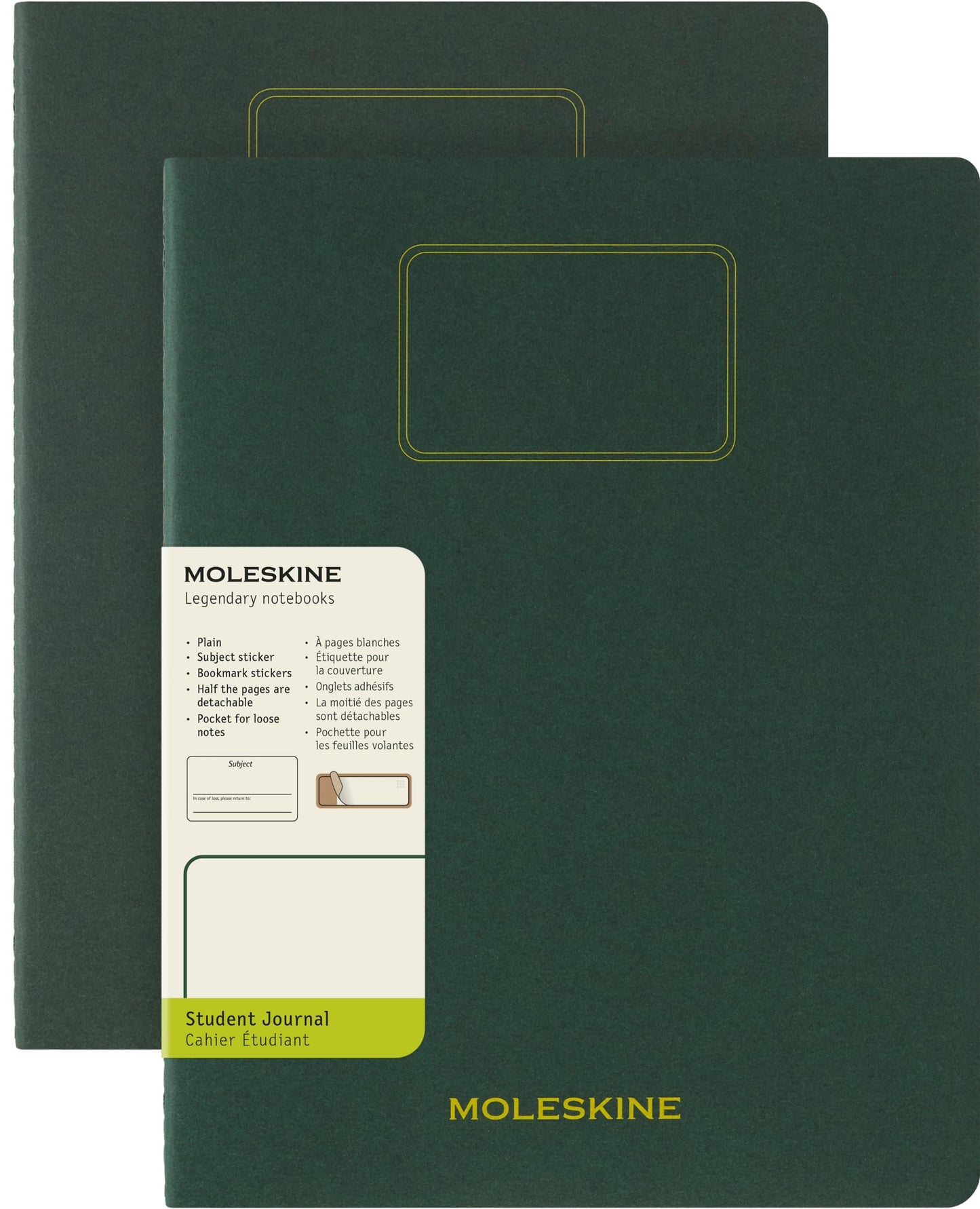Moleskine Student Cahier Journals (Set of 2), Soft Cover, Plain, XXL (8.5" x 11"), Myrtle Green, 120 Page