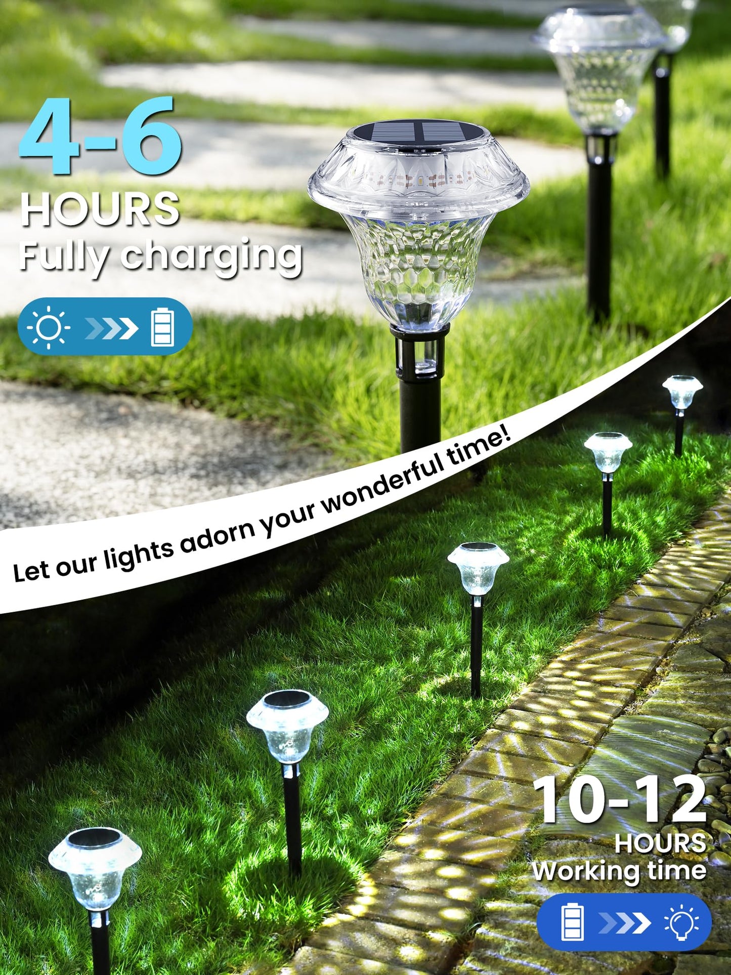 SOLPEX Solar Lights Outdoor, Pathway Garden Decor Lights, Solar Powered Waterproof Decoration for Patio Front Porch Yard Outside Landscape Lighting(6 Pack Cold White)