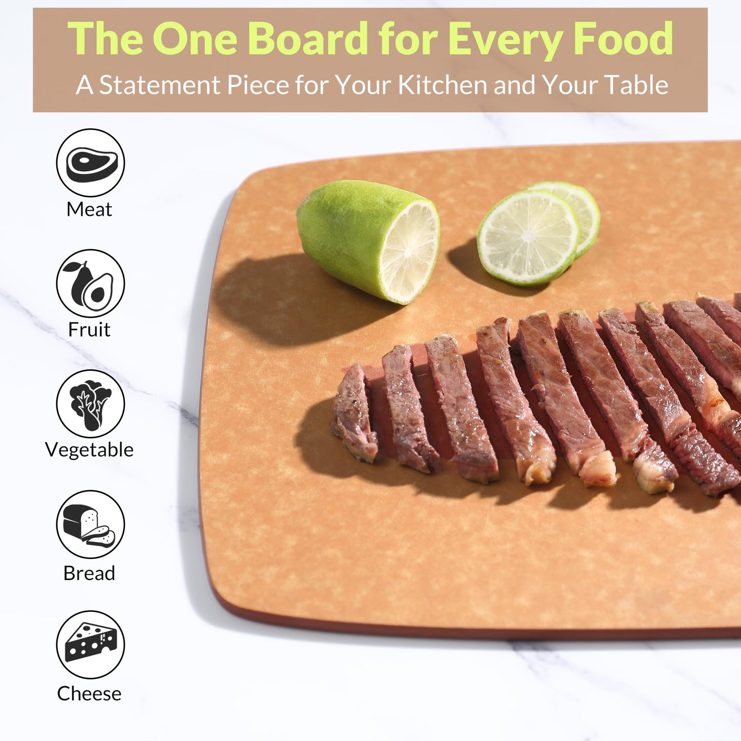 Wood Fiber Cutting Board for Kitchen [Set of 2] - High Density, Non-Porous, BPA-Free, Reversible Chopping Board, Dishwasher Safe, Knife-Friendly Cutting Board Set for Meat, Bread, Fruit, Wooden