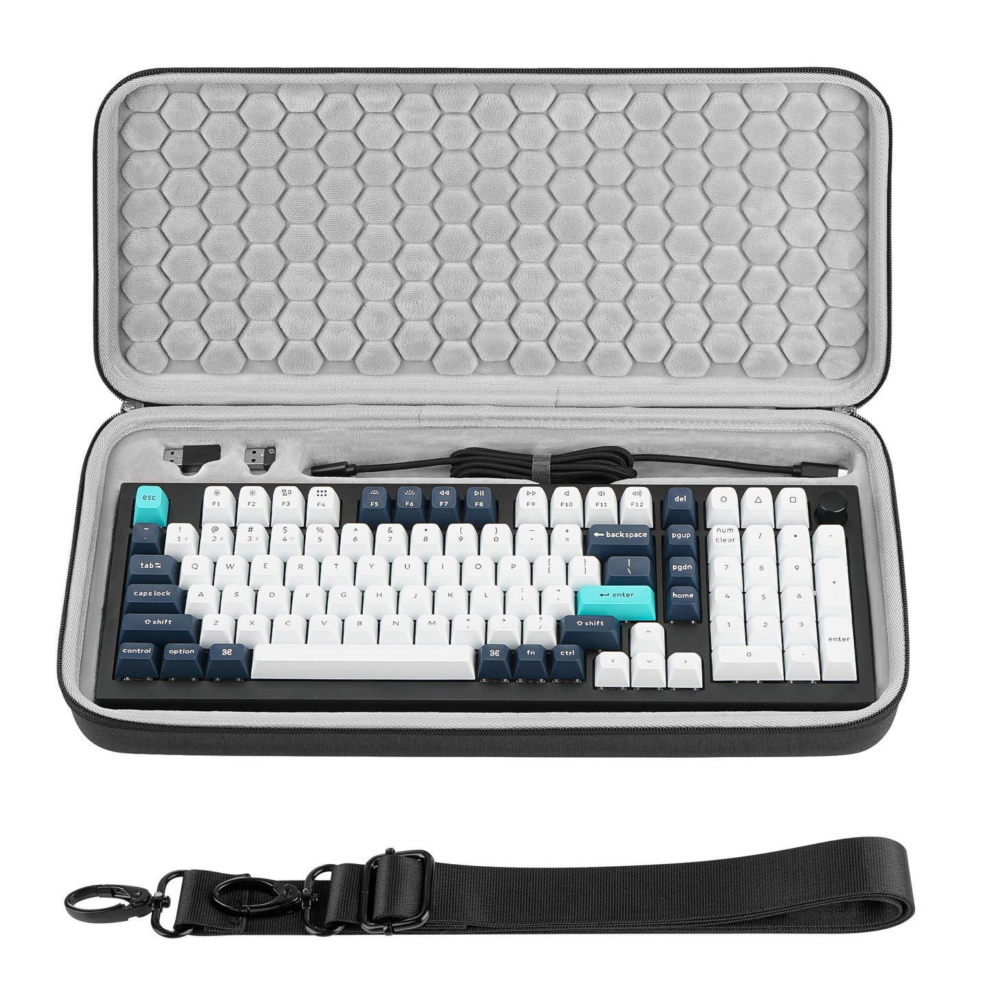 Geekria 96% Keyboard Hard Shell Case, Travel Carrying Bag, Compatible with Logitech Alto Keys K98M, Keychron Q5 Pro, EPOMAKER Galaxy100 / TH99, Aula F99 PRO, RK Royal KLUDGE S98