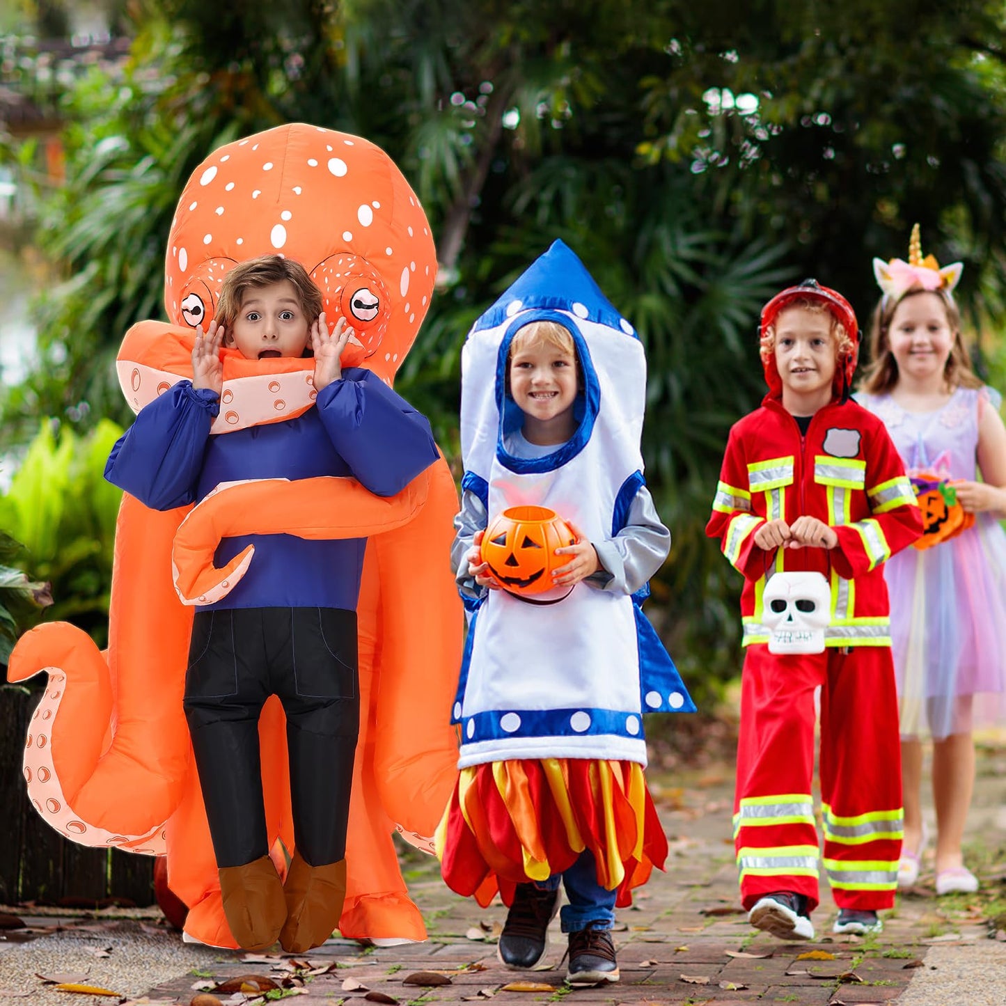Inflatable Costume Octopus for Kids,Halloween Blow Up Octopus Costume,Funny Animal Inflatable Costume for Boys Girls Cosplay