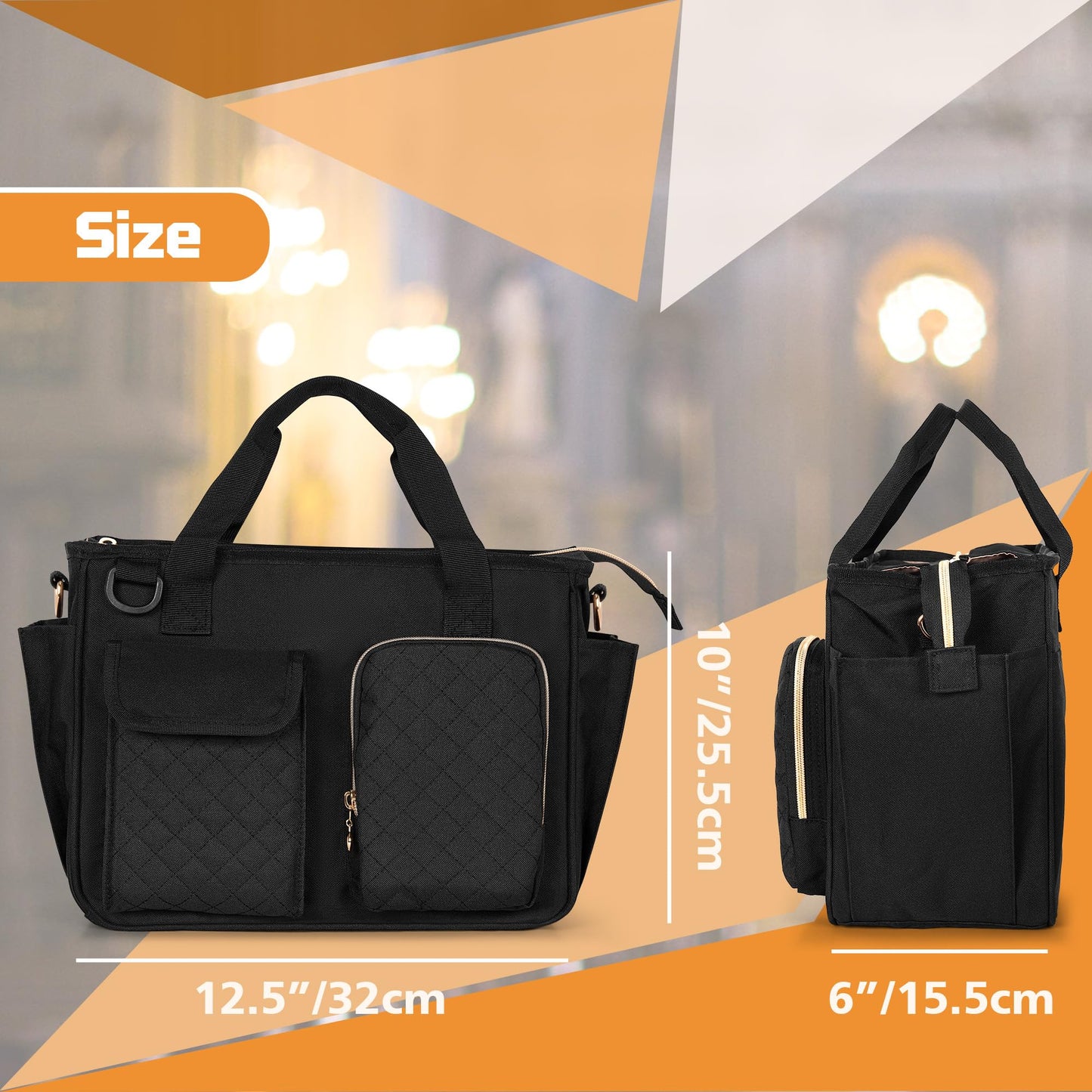 Luxja Large Bible Bag with Water Bottle Pockets, Bible Tote Bag for Women with Multiple Pockets (Bag Only), Black
