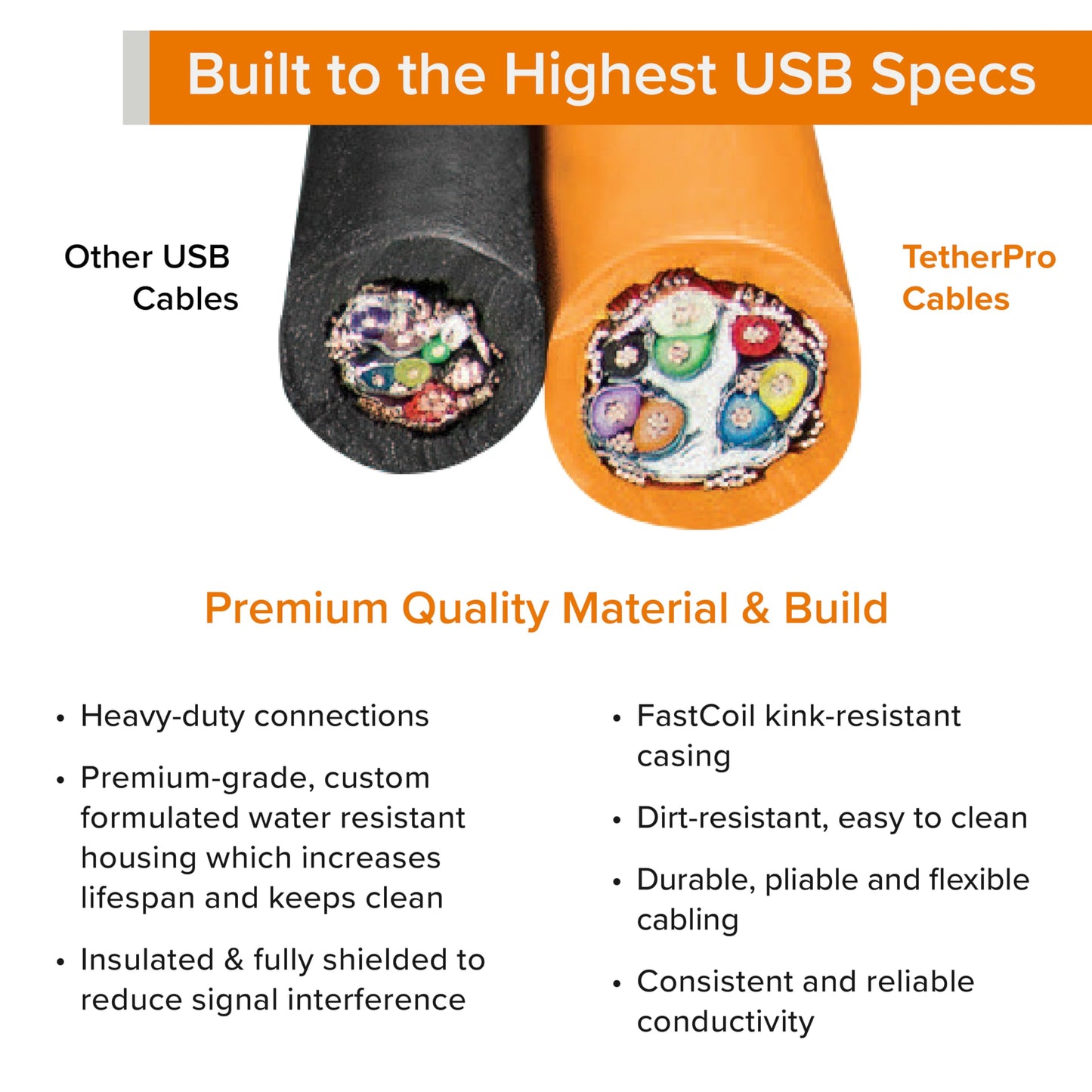 Tether Tools TetherPro USB-C to USB-C Cable | for Power Delivery, Fast Transfer and Connection Between Camera and Computer | High Visibility Orange | 15 feet (4.6 m)