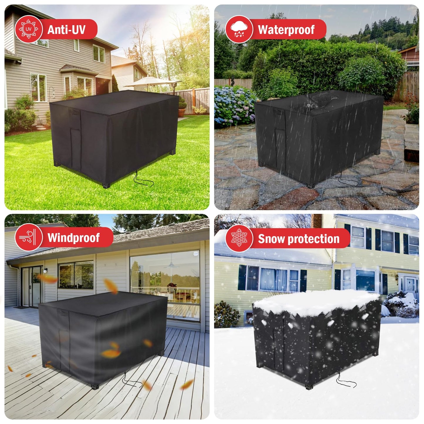 Youlvy Rectangular Fire Pit Cover 43 inch, Propane Gas Fire Pit Table Cover,Outdoor Waterproof Firepit Table Cover - 43 X 22 X 25 Inch