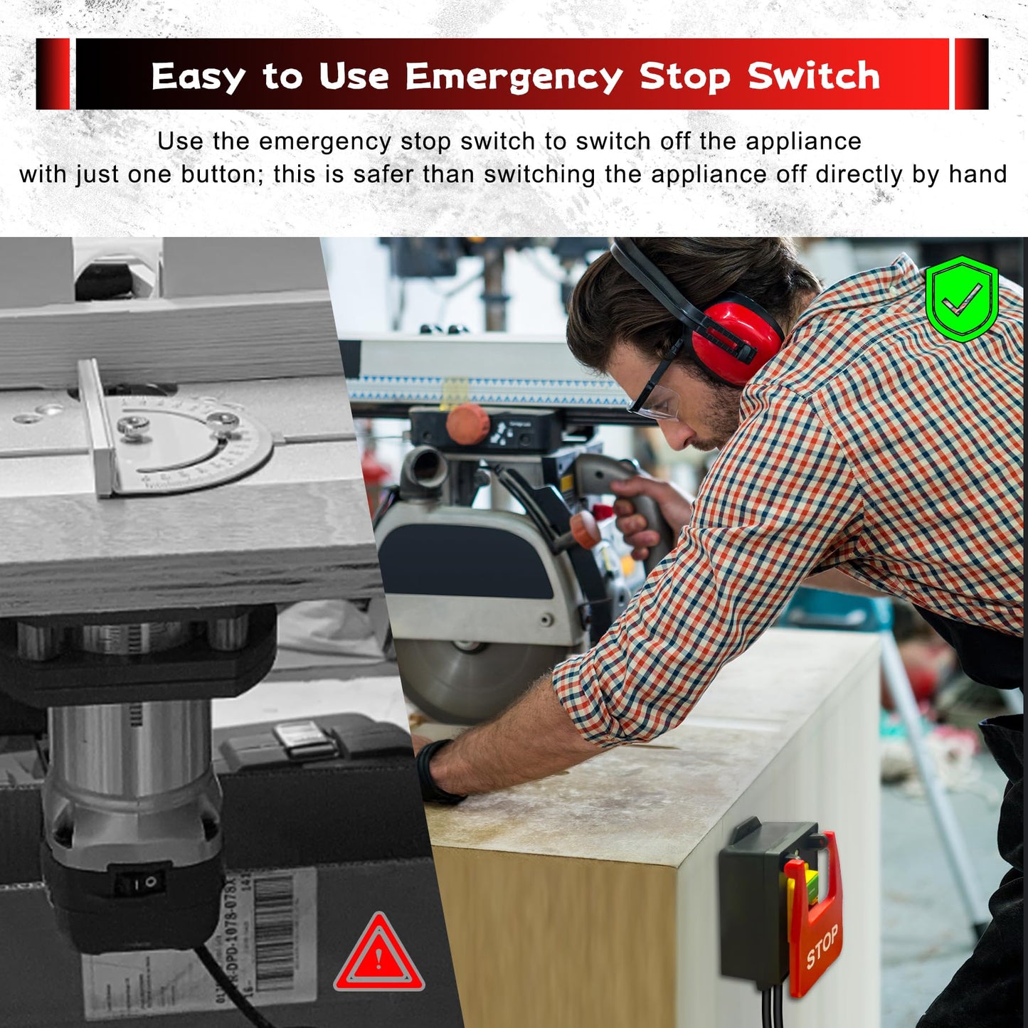 BOSYTRO 110V to 120V Single Phase On/Off Switch,120V Paddle Switch, Router Table Switch with Heavy-Duty Extension Cord and Receptacle for Table Saws, Router Tables, Drill Presses (Stop)