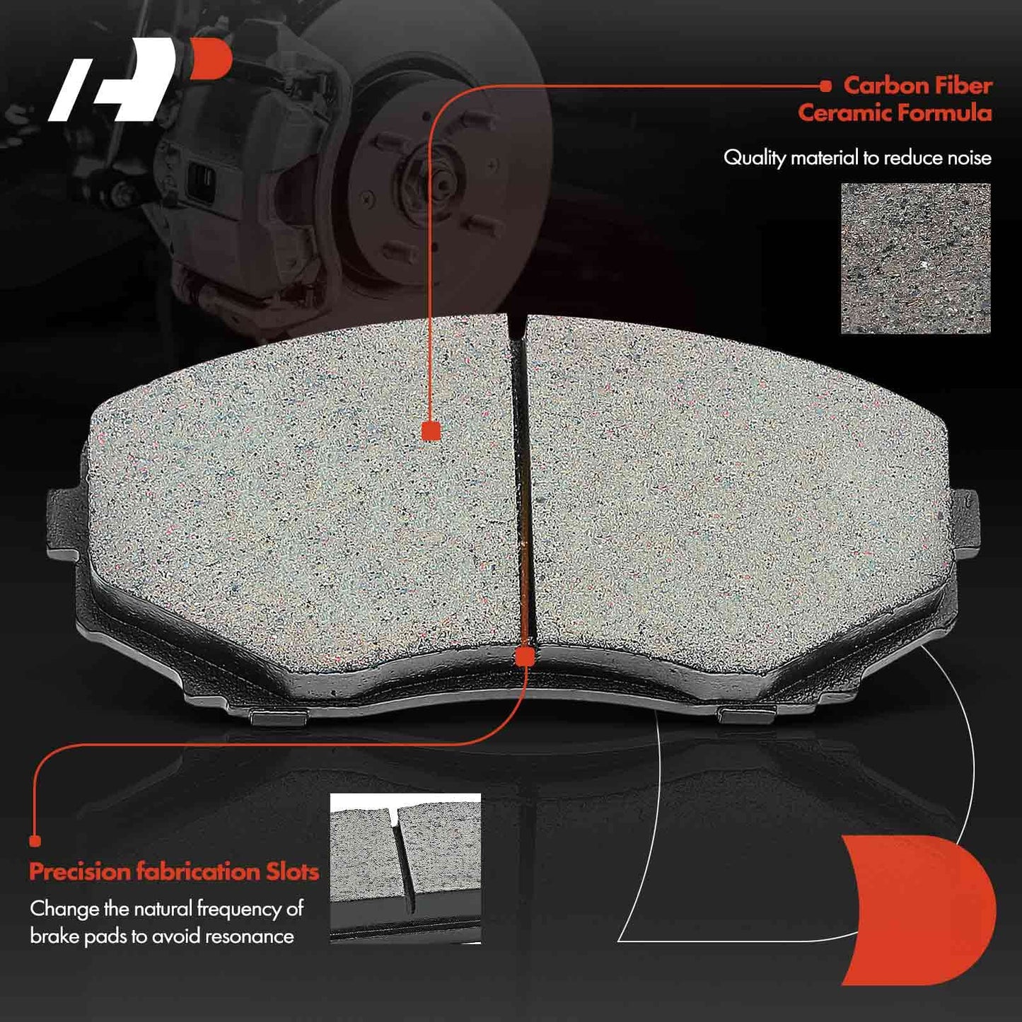 A-Premium Front Ceramic Disc Brake Pads Set Compatible with Select Ford, Lincoln and Mazda Models - Edge 2007-2016, MKX 2007-2015, CX-5 2019-2021, CX-7 2007-2012, CX-9 2007-2021, with Hardware, 4 Pcs