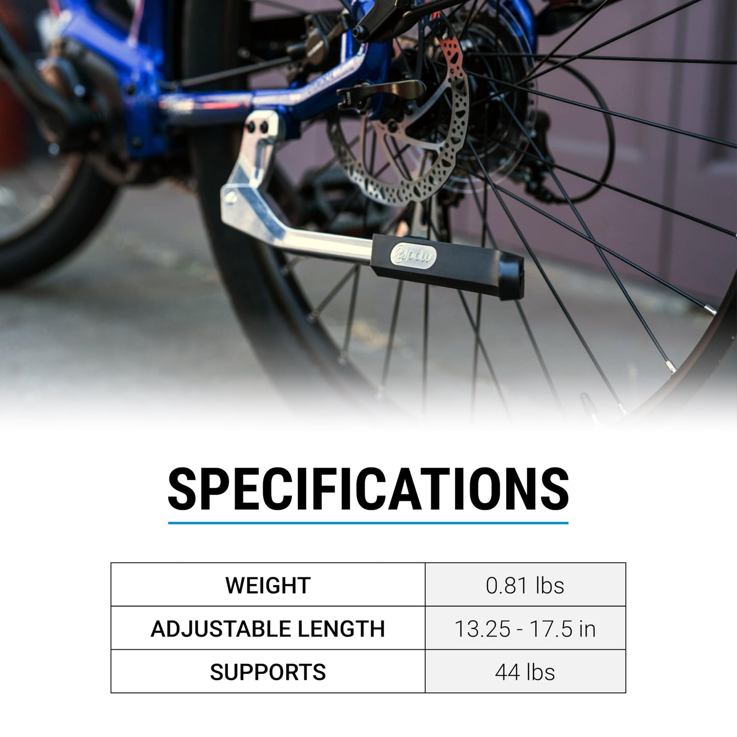 Portland Design Works Power Stance Bicycle Kickstand - E-Bike Accessories, Kick Stands for Adults Bikes, Rear Mount 40mm, Silver