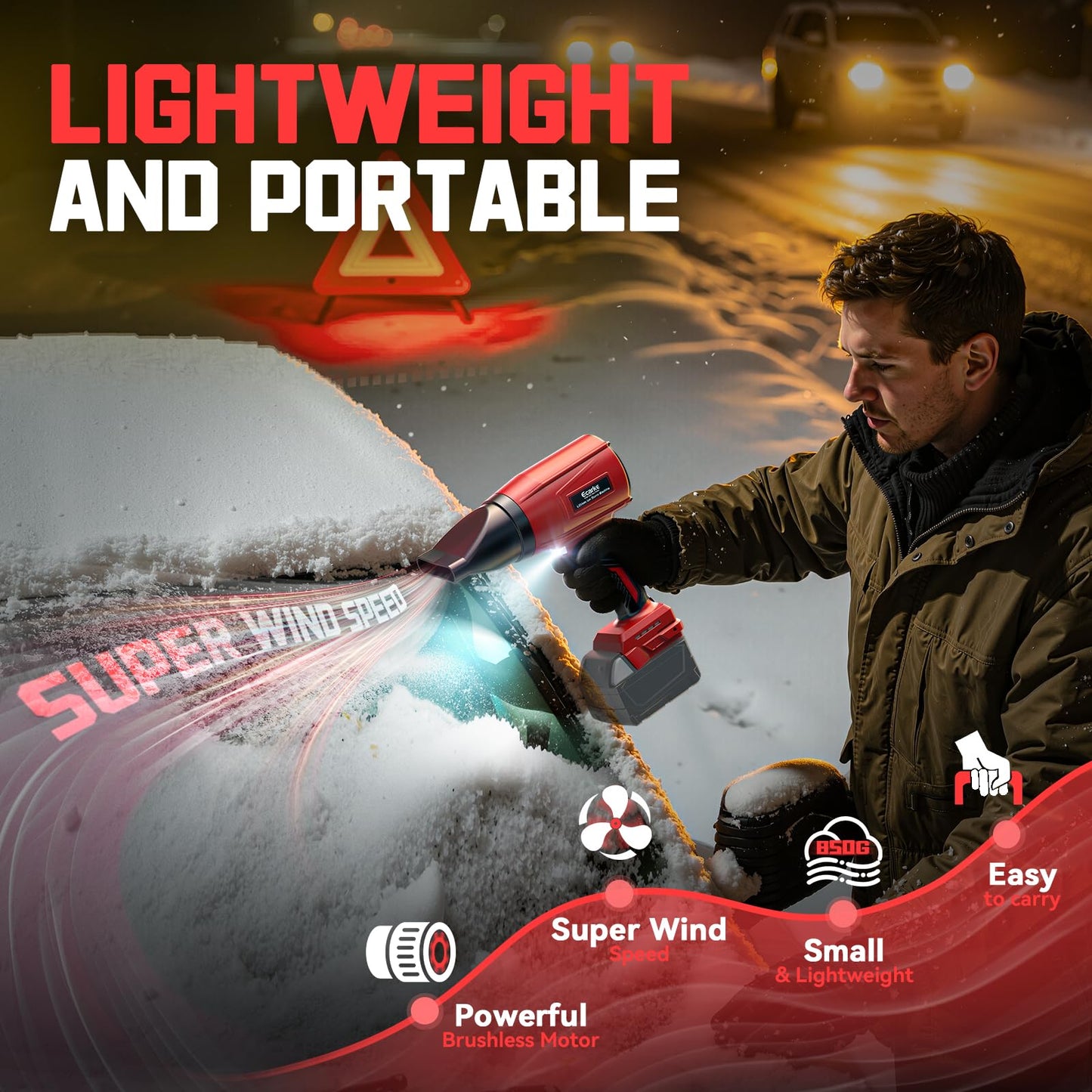 800,000 RPM Leaf Blower Compatible with Milwaukee 18V: Ecarke Cordless Dust Blower, Electric Turbo Jet Blower Handheld Battery Powered with Brushless Motor for Patio Garden Lawn(Tool Only, No Battery)