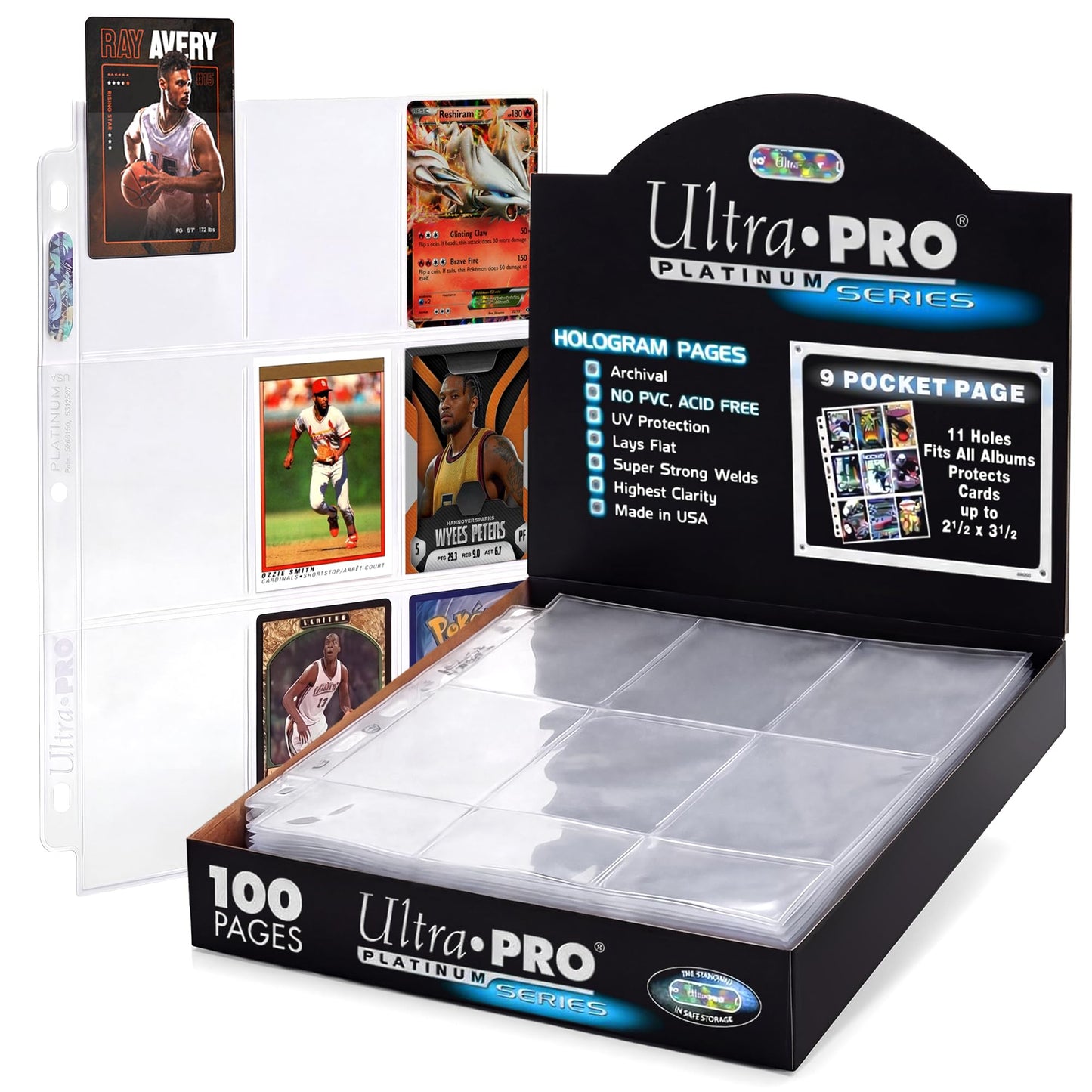 Ultra PRO Platinum Series Pocket Pages (100ct) for Cards and Photos 9-Pocket for 2-1/2" x 3-1/2" Standard Size Cards
