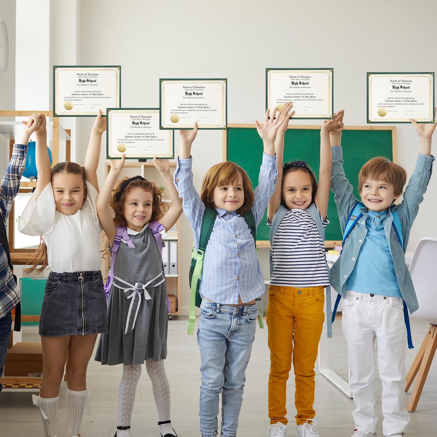 Kosiz 150 pcs Certificate Kit Includes 50 Gold Foil Certificates 50 Single Sided Holders 8.5'' x 11"50 Gold Foil Award Seals for Diplomas, Awards, and Accomplishments(Green)