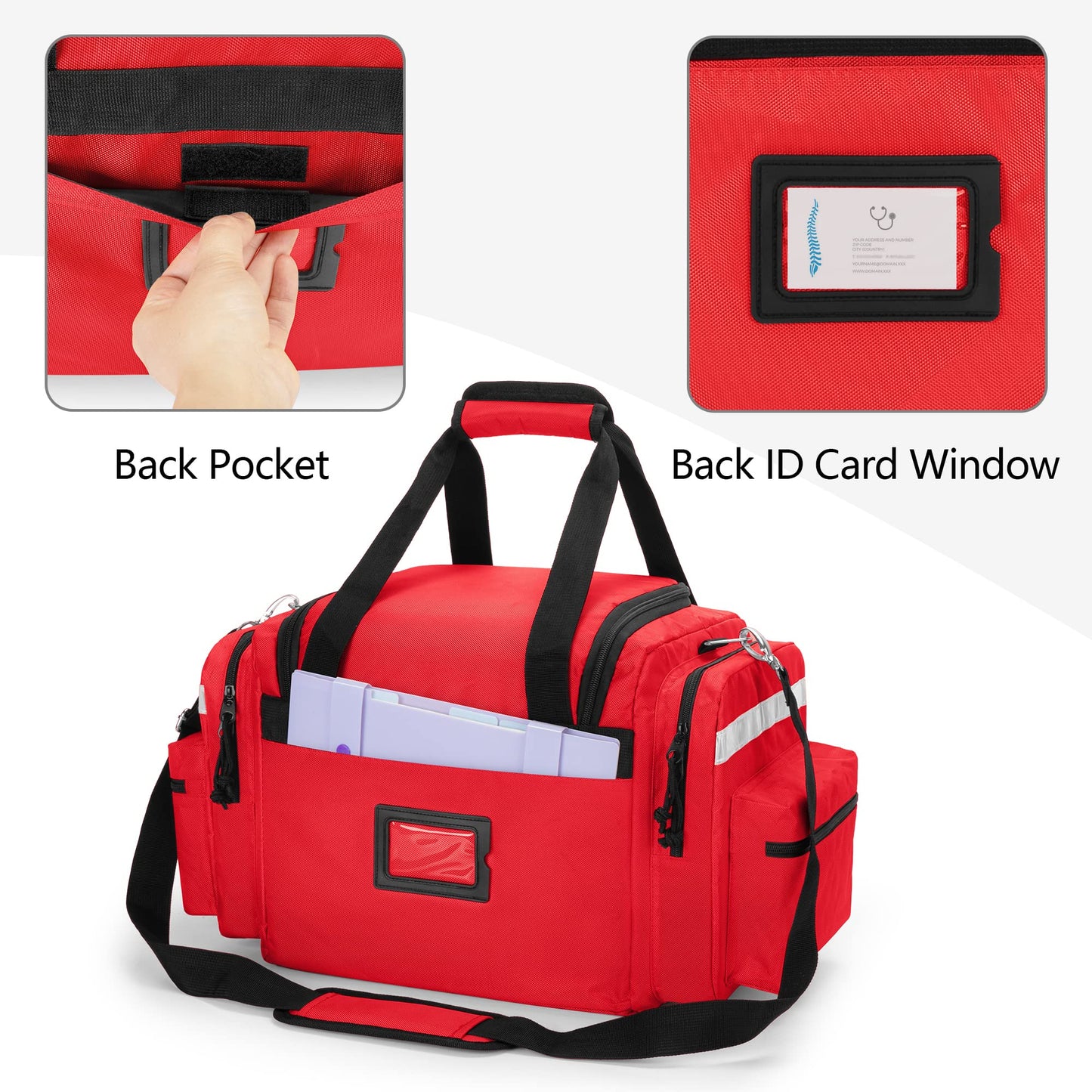 Damero Medical Trauma Bag, Medical Supplies Bag Empty with Detachable Dividers, Ideal for Nurse, Physical Therapists, Doctors, Red
