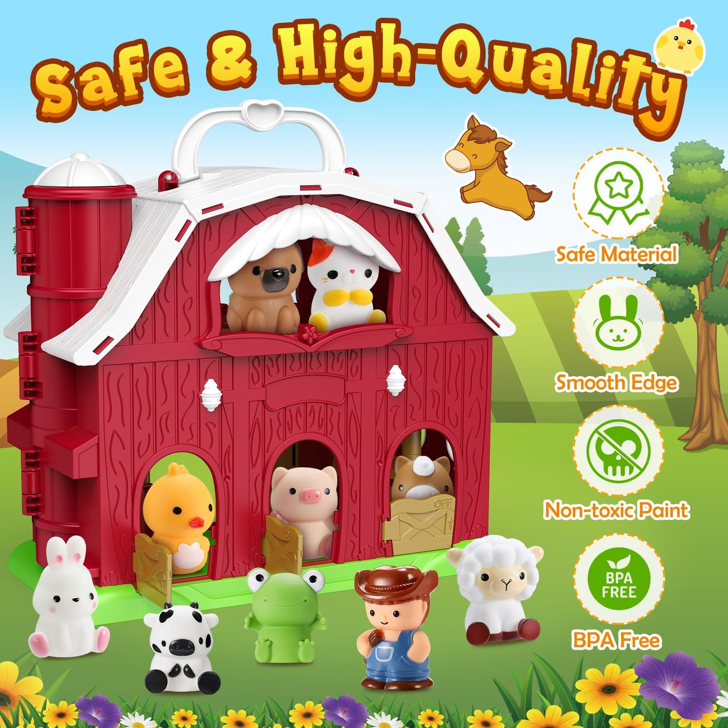 Toddler Toys for 1 2 3 4 Year old Boys, Luckades Farm Animals with Big Barn for Toddlers 1-3 Montessori Learning Farm Toys with Animal Figures for Toddler 1-4 Christmas Birthday Gift for Baby Boy Girl