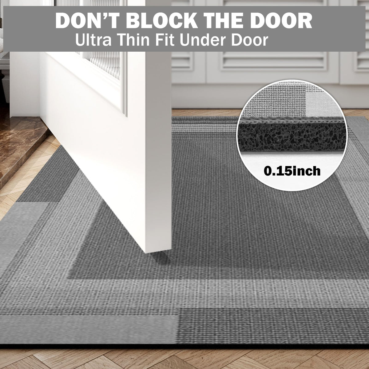 YDKGL Extra Long Non Slip Bathroom Runner Bath Mat, Rubber Backing Ultra Thin Bath Rug Fit Under Door Quick Dry Super Absorbent Washable Shower Mat for Bathroom Floor Bathtub Sink, Dark Grey 24"x70"