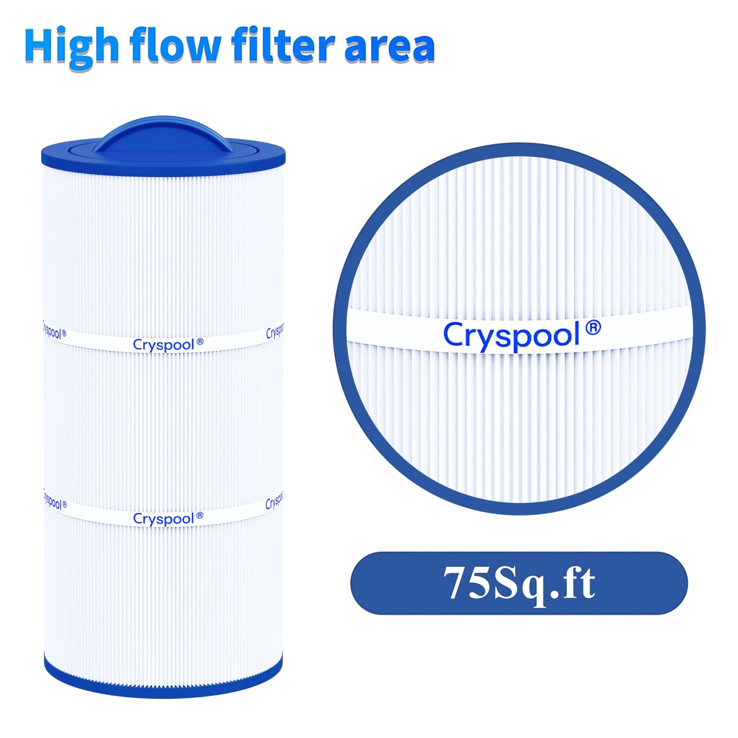 Cryspool 07043 Filter Compatible with Caldera 75, C-7375, 1019301, 73531, PCD75N, FC-3964, 75 Sq. Ft Spa Filter Cartridge, 1 Pack