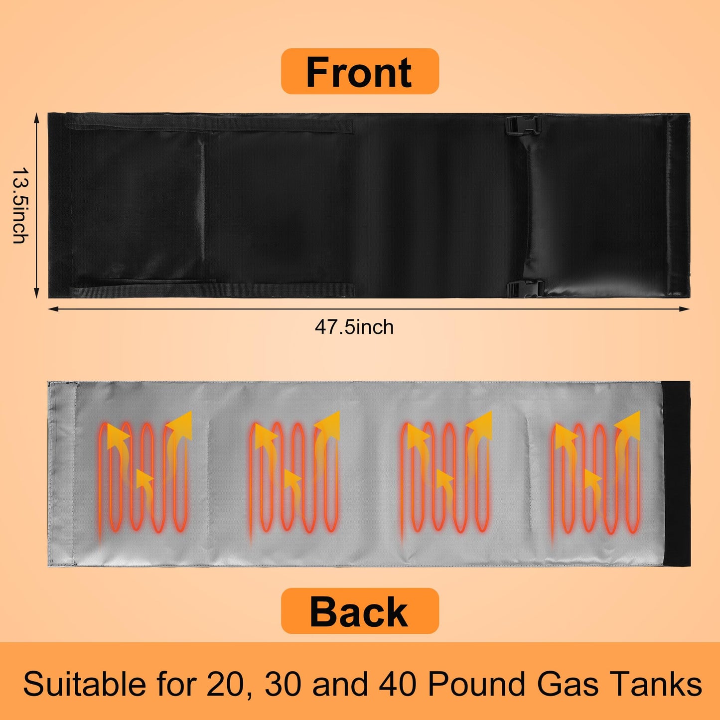 Propane Tank Heater Blanket - 47.5 x 13.5" Gas LP Cylinder Warmer With Temperature Control 85-105F for 30, 40 LB Tanks