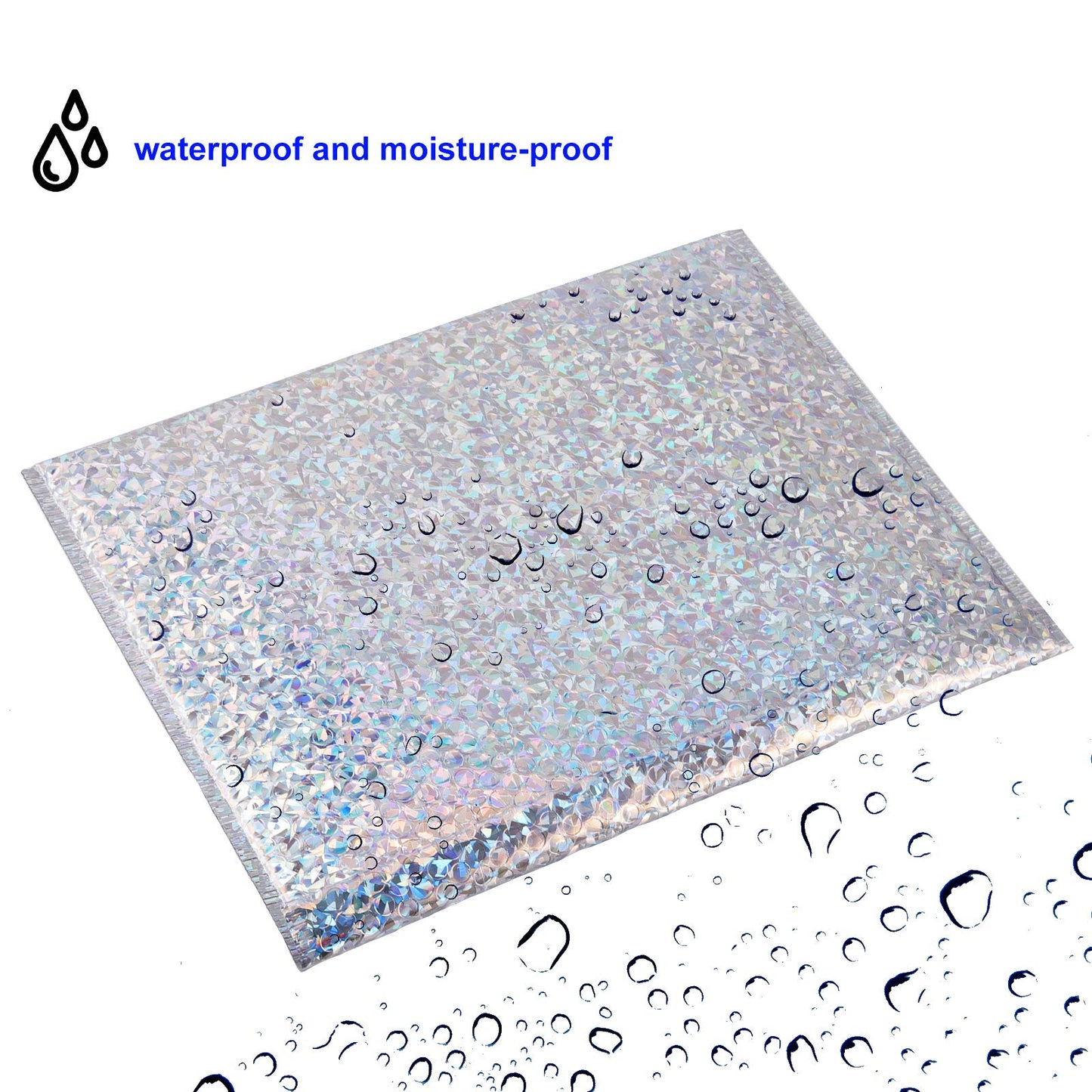 KOHAND 30 PCS Holographic Metallic Bubble Mailers 15.7 x 11.8 Inches, Silver Padded Envelopes Self Sealing Bubble Lined Adhesive Cushion Envelopes for Shipping, Mailing