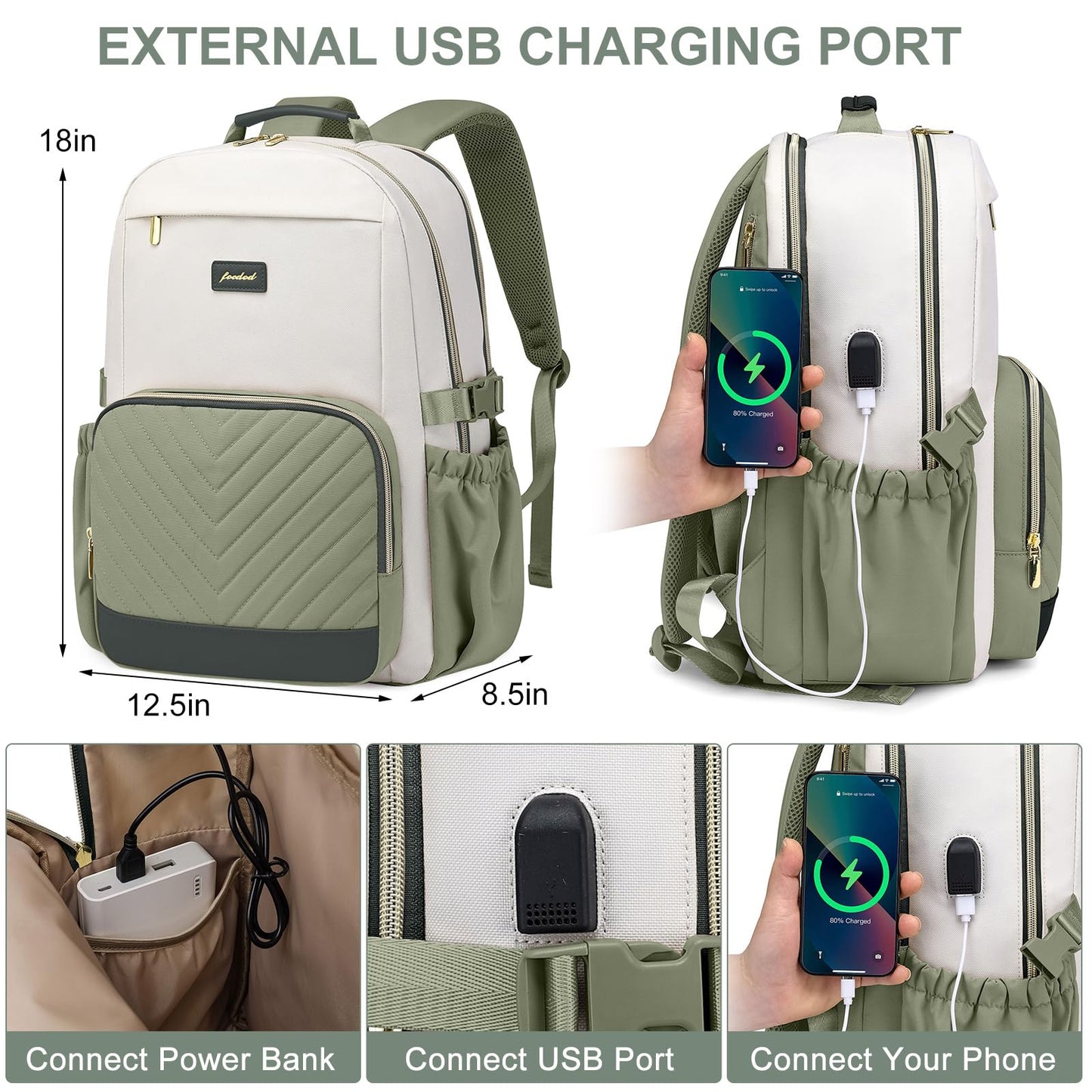 Laptop Backpack for Women Bookbag: 17 inch Work School Backpacks with Pouch Pocket for Large Capacity Cup & USB Charger College Book Bag Travel Business Nurse Teacher Bookbags Anti-theft Back Pack