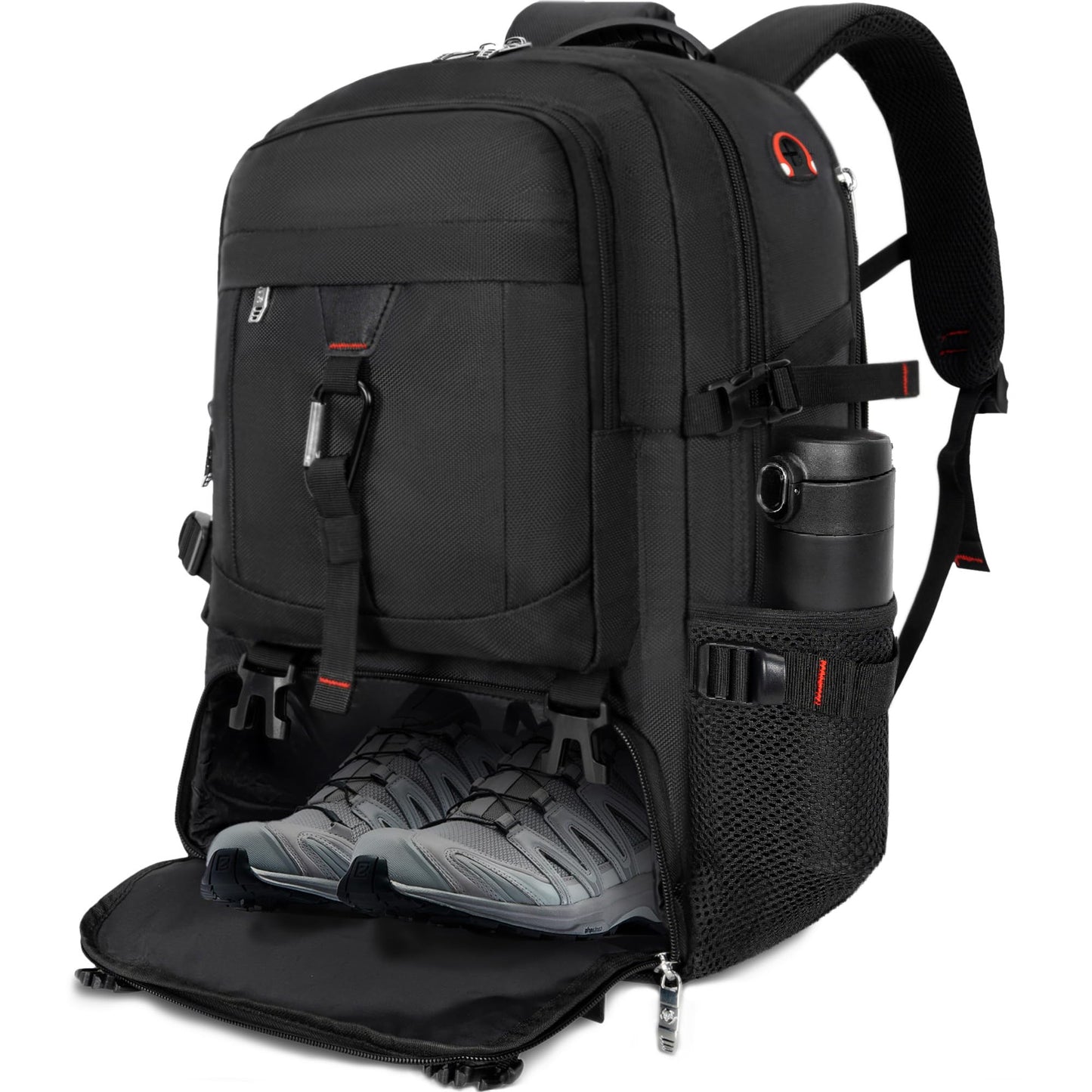 Travel Backpack for Men Women, Expandable 55L Business Laptops Backpacks Water Resistant Carry on Luggage Backpack Gym Sport Bag with Shoes Compartment for College Hiking Camping Fits 17 Inch Computer