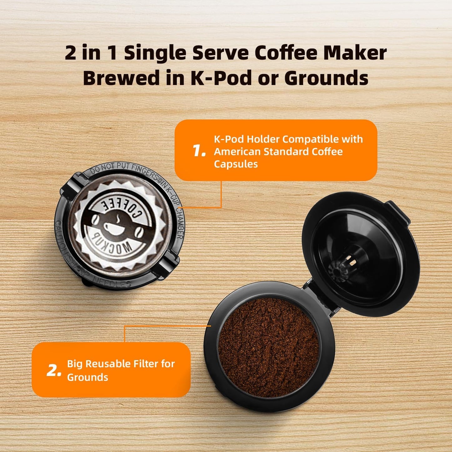 Single Serve Coffee Maker Machine for K-Cup and Ground Coffee, 6 to 12 oz. Brew Sizes, Fast Brew Single Cup Coffee Machine with Descaling Reminder and Water Window, Perfect for Small Spaces, Red