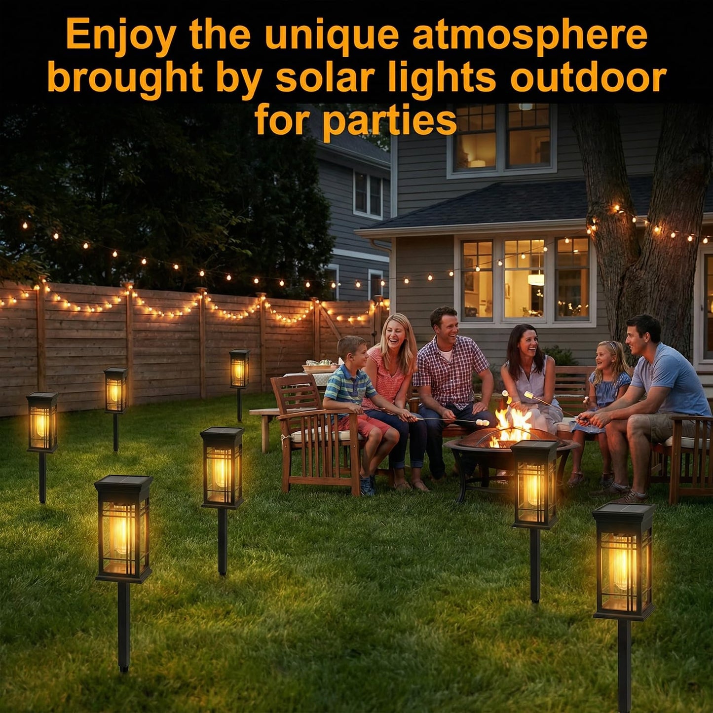 Fohil Solar Lights Outdoor Waterproof 4 Pack, LED Solar Garden Lights, Solar Pathway Lights for Yard, Path, Driveway Landscape Garden Decor-Square
