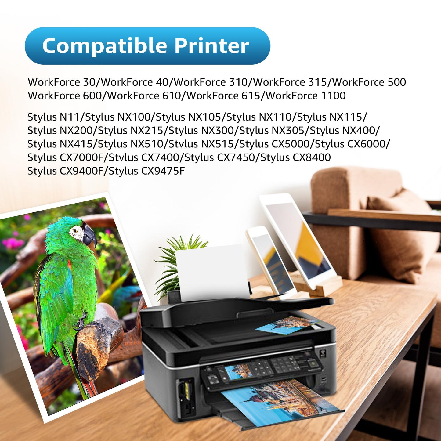 Remanufactured T069 Ink Cartridge Replacement for 69 Blakc and Color with Stylus CX5000 CX6000 CX7000F N10 N11 NX100 NX105 NX110 NX115 NX200 NX215 NX300 Workforce 310 315 500 600 (8 Pack)