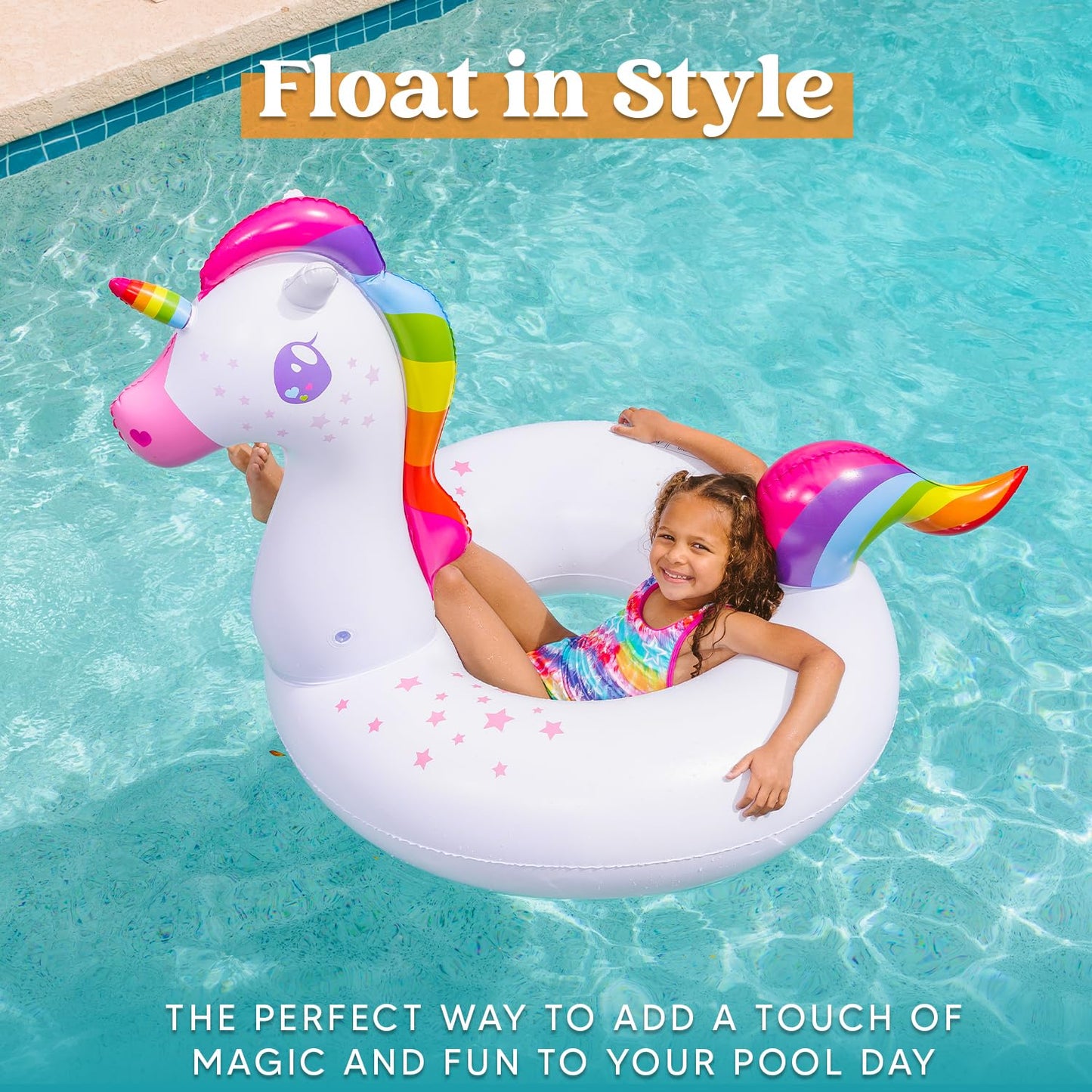 JOYIN 2-Pack Flamingo Unicorn Pool Float - Fun Beach Floaties, Inflatable Swimming Pool Tubes Party Toys, Lake Beach Floaty Swim Rings Summer Pool Raft Lounger for Adults & Kids
