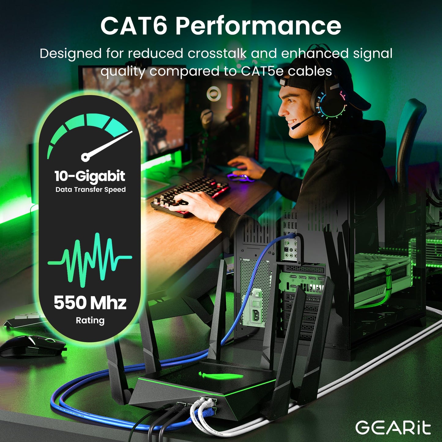 GearIT 50-Pack, Cat 6 Ethernet Cable Cat6 Snagless Patch 1 Foot - Snagless RJ45 Computer LAN Network Cord