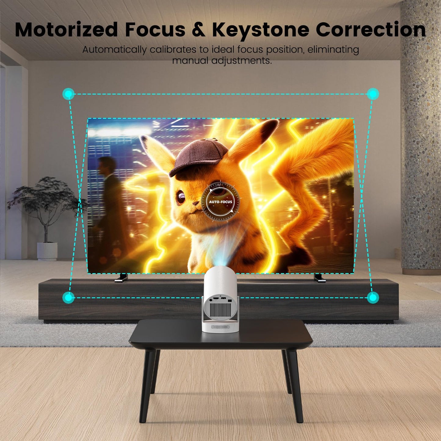 Mini Portable Projector with 4K Support, Video Projector with WiFi6 and Bluetooth5.4, 5watt Sound Base Speaker, 260 ANSI, Android 11, 210° Rotation, Auto Keystone Smart Projector, HY300 Plus