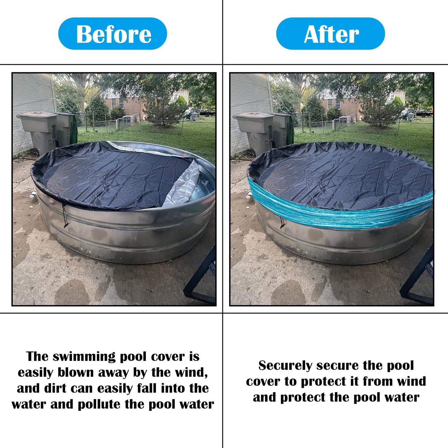 Watayo 1200 Ft Winter Pool Cover Seal for Above Ground Pools- Good Air-Tightness Pool Cover Seal Wrap- Shrink Film Stretch Film Wrap for a Variety of Pools to Keep Clear (Blue)