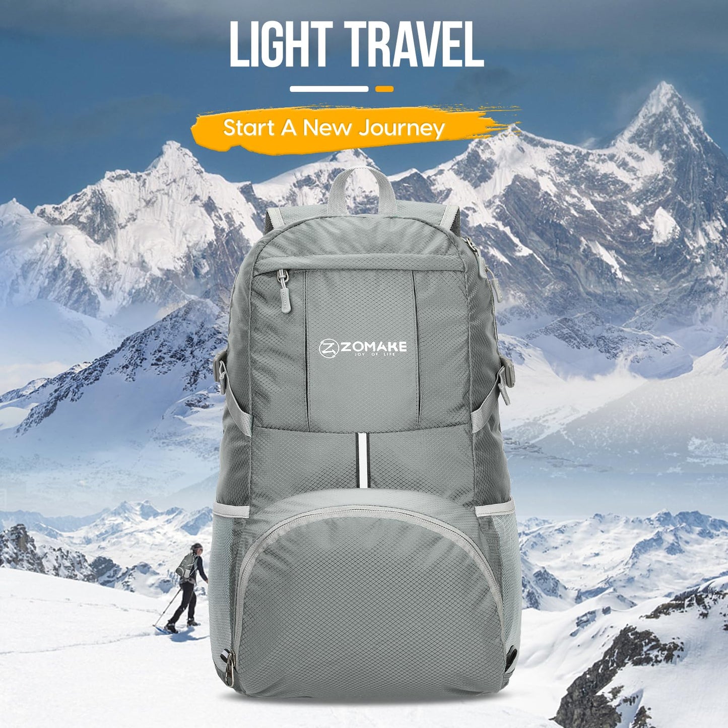 ZOMAKE Packable Hiking Backpack 35L, Water Resistant Lightweight Foldable Backpacks Daypack for Outdoor Hiking Women Men(Sliver Grey)