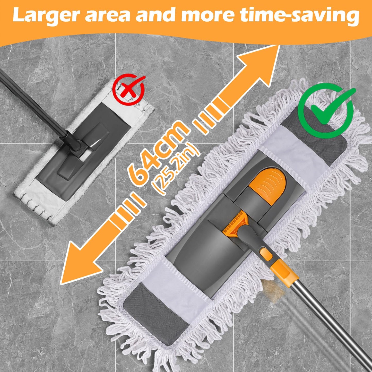 Almcmy Microfiber Mop for Floor Cleaning,Self Wringing Flat Mop,Wet Dry Dust Mops for Hardwood,Tile,Laminate Floor - Grey