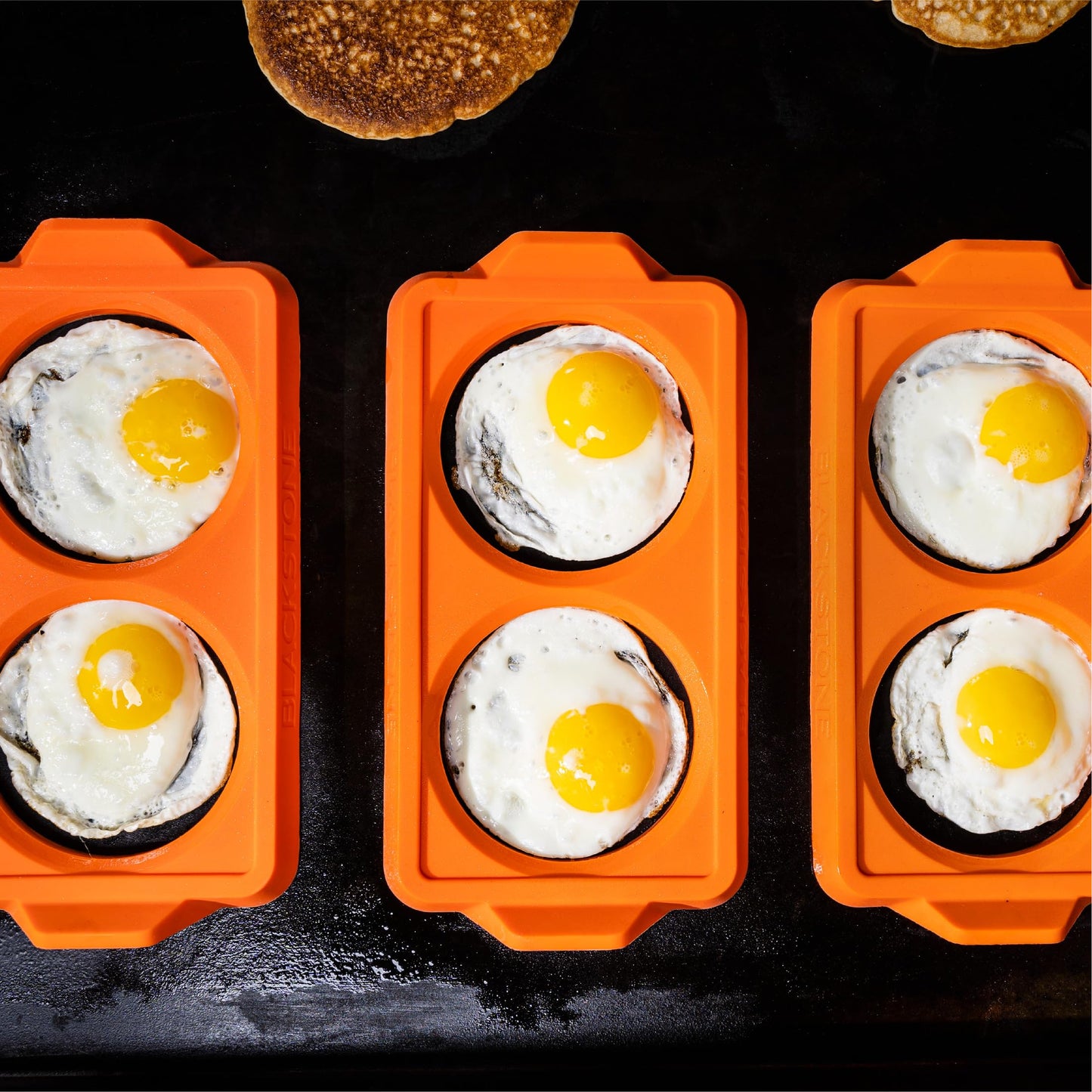 Blackstone 5600 Silicone Egg & Omelet Ring for Breakfast, Non Stick Food Grade Round Egg Cooking Shapers Ring Mold for Pancake, Patties & English Muffin – Portable Griddle Accessories,Orange(Set of 3)