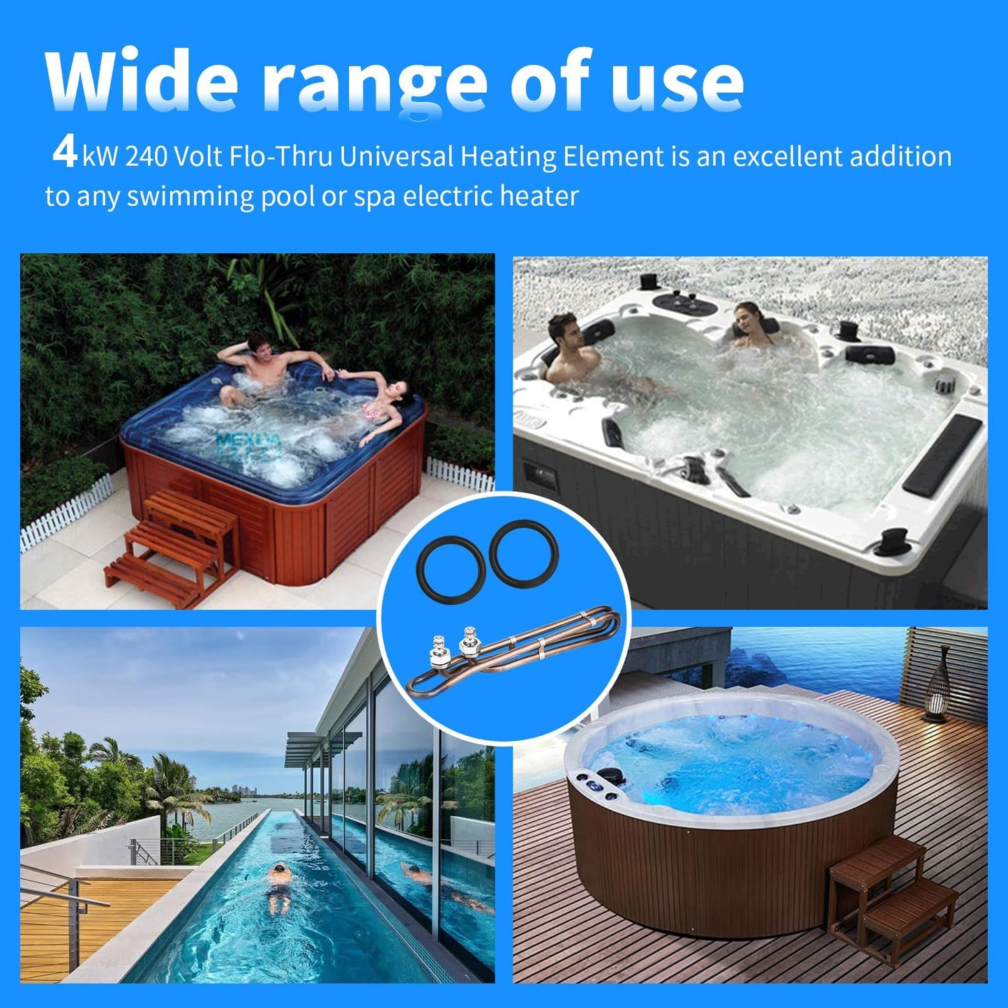 Dgqtrx 4kw 240v Hot Tub Heater Element Replacement for Balboa Spa Heating Element for Spas Electric Heater