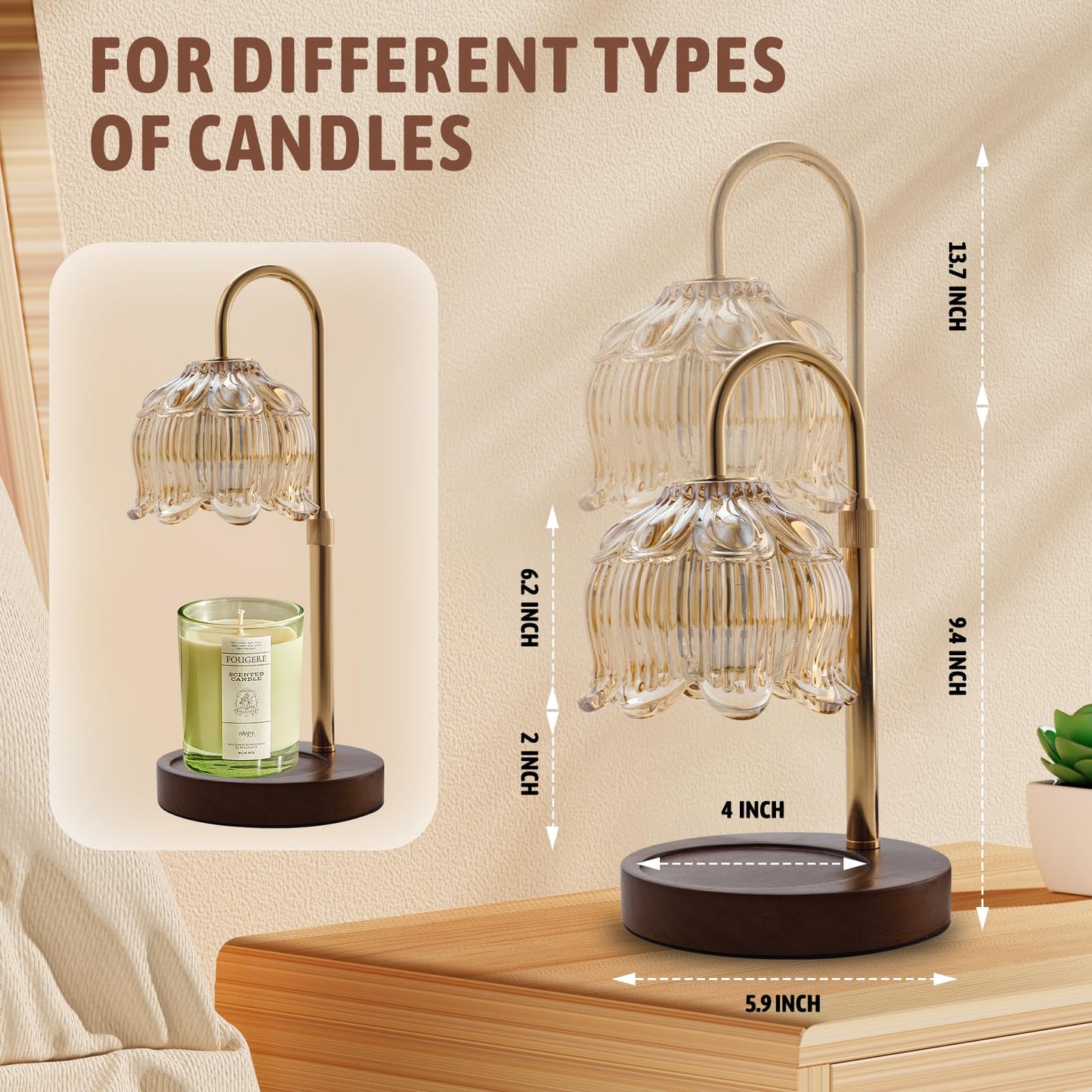 GEEZO Fragrance Candle Warmer Lamp,Electric Candle Warmer with Timer & Dimmer, Mom Christmas Birthday Gifts for Women, House Warming Gifts New Home Bedroom Decor