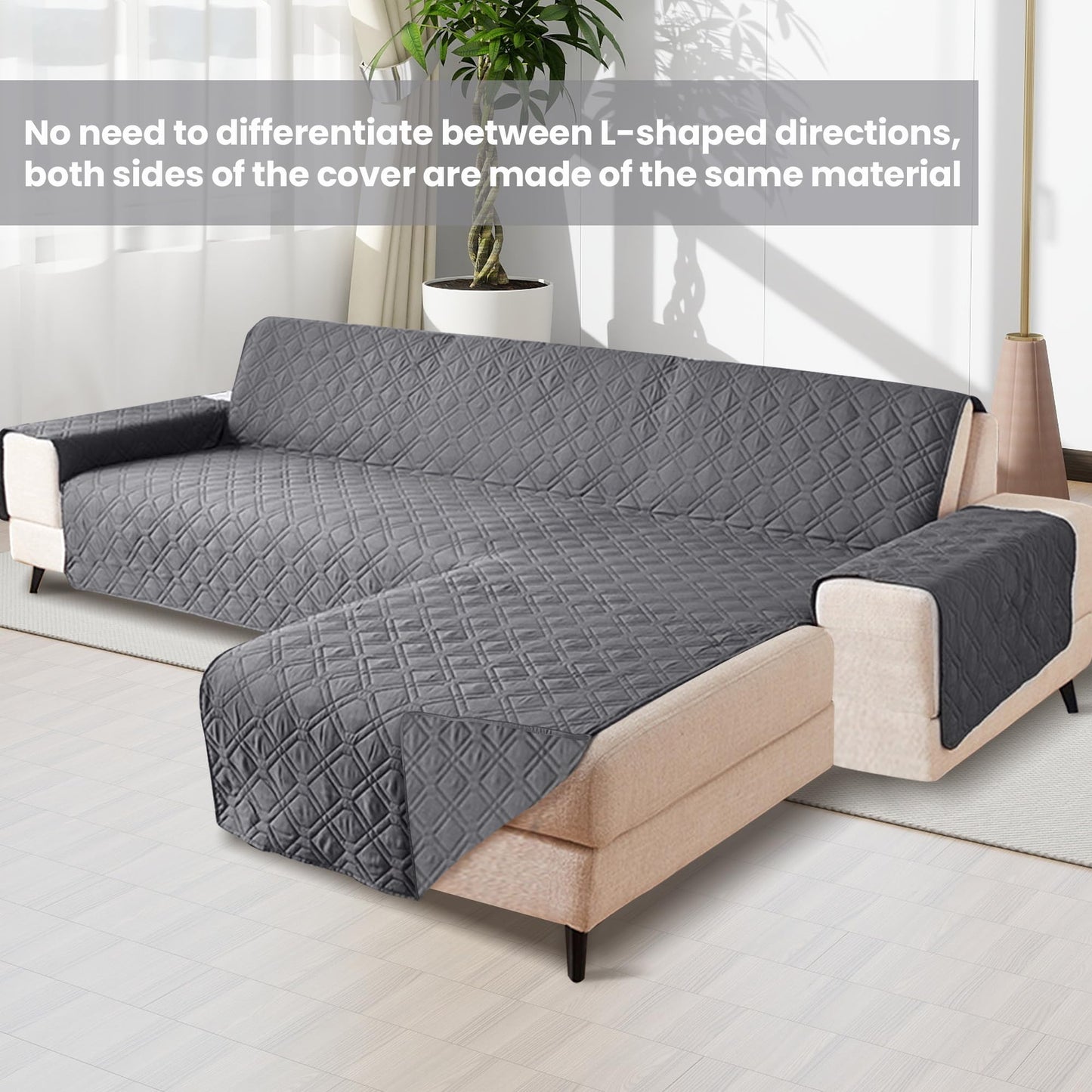 Sofa Slipcover, L Shape Sofa Cover Sectional Couch Cover Dark Grey Sofa Cover Furniture Protector Cover for Pets Kids Children Dog Cat (Small)