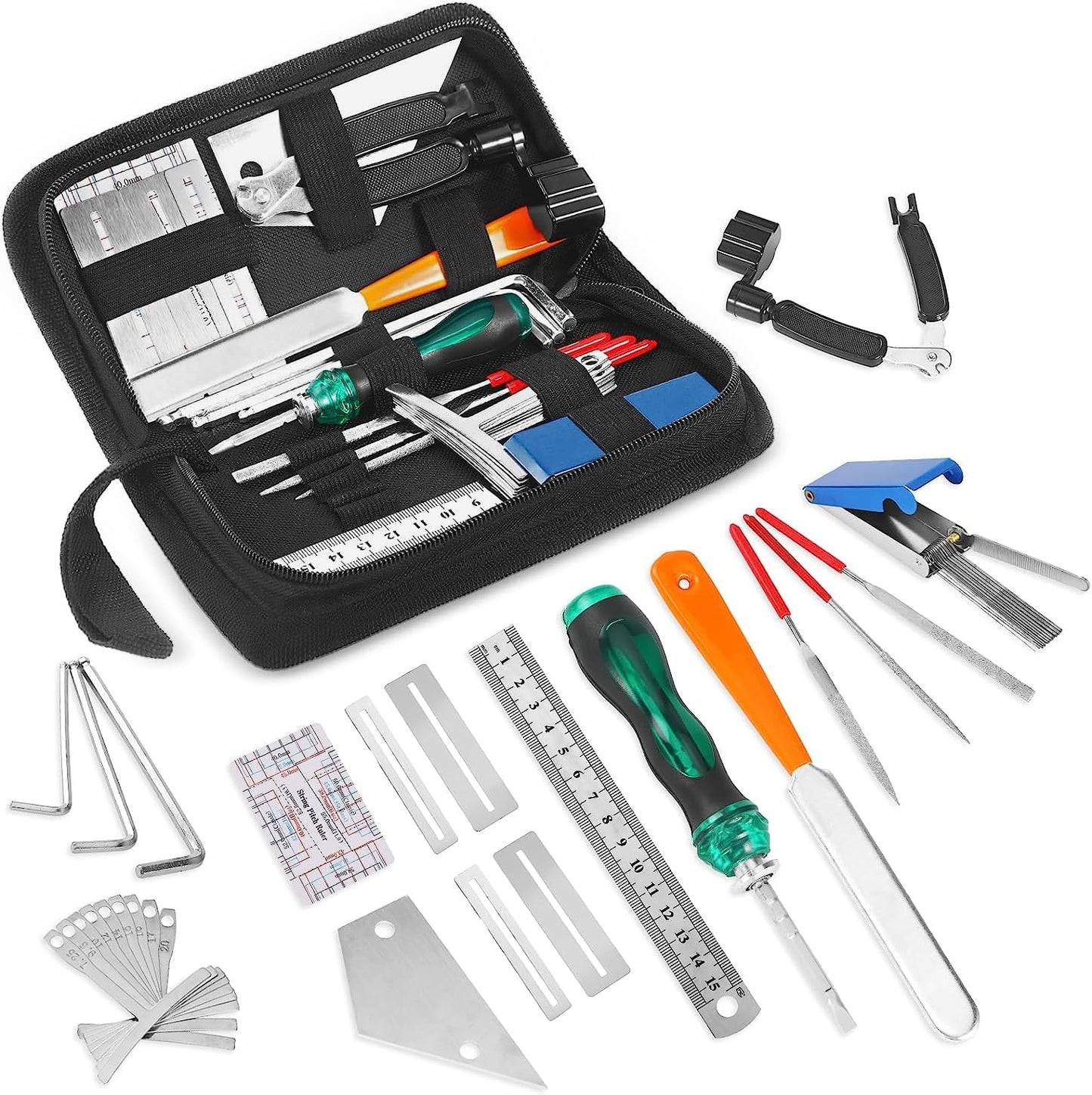 27 PCS Guitar Tools for Set Up, Intonation Adjustment and Repair, Guitar Maintenance Kit for Guitar Bass Banjo and Ukulele, Guitar Gift for Guitar Enthusiast