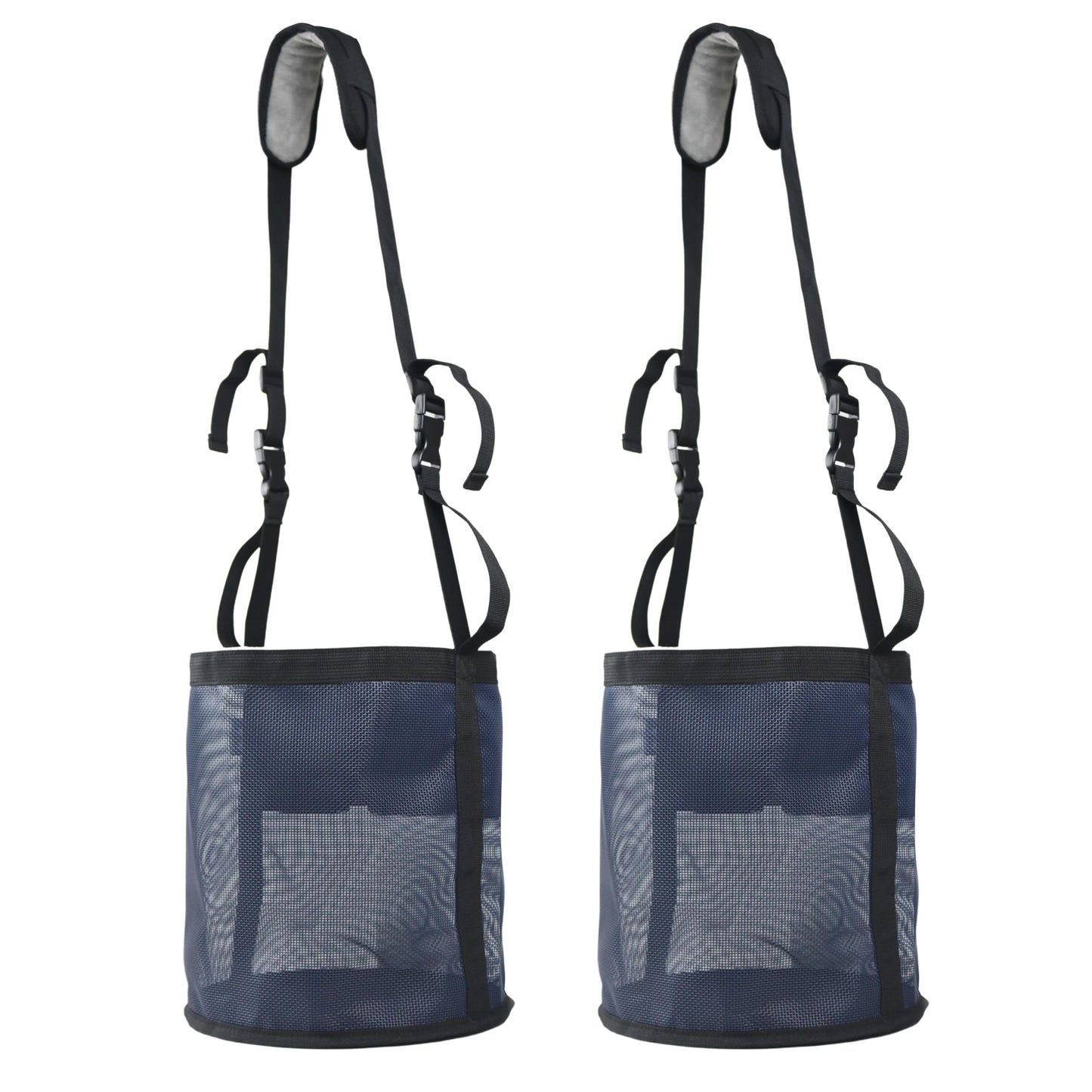 Kaulhp 2PCS Horse Feed Bag,Heavy Duty Nylon Mesh Grain Feed Bag with Adjustable Strap,Horse Muzzle Feed Bag with Comfort Neck Pad and Nose Pad (Dark Blue)